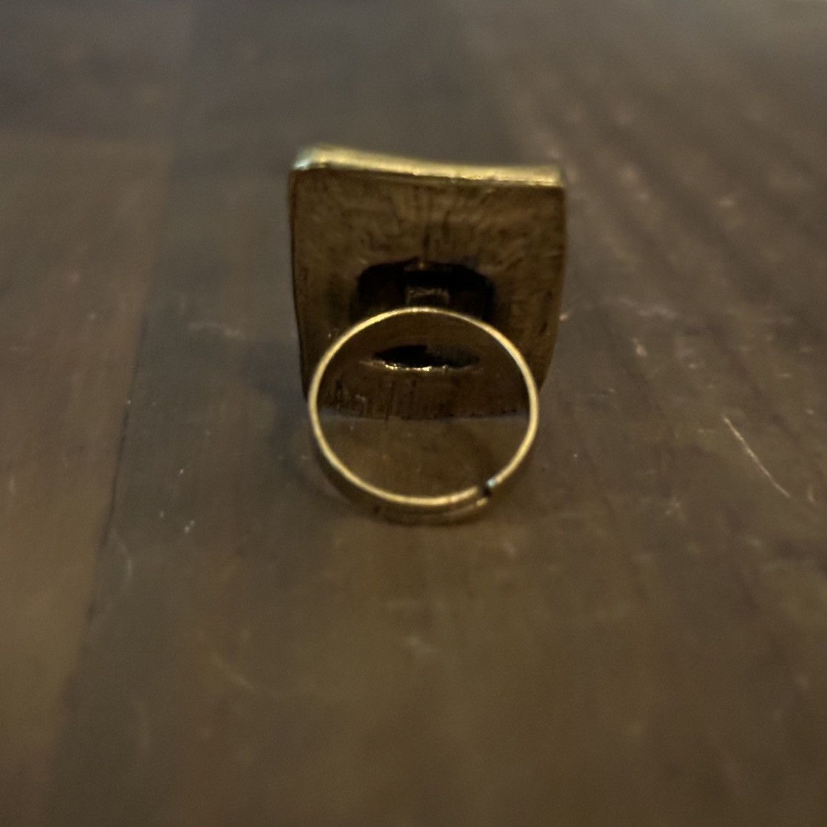 Vintage Vintage bronze tone rectangular green stone statement ring Size ONE SIZE - 8 Thumbnail