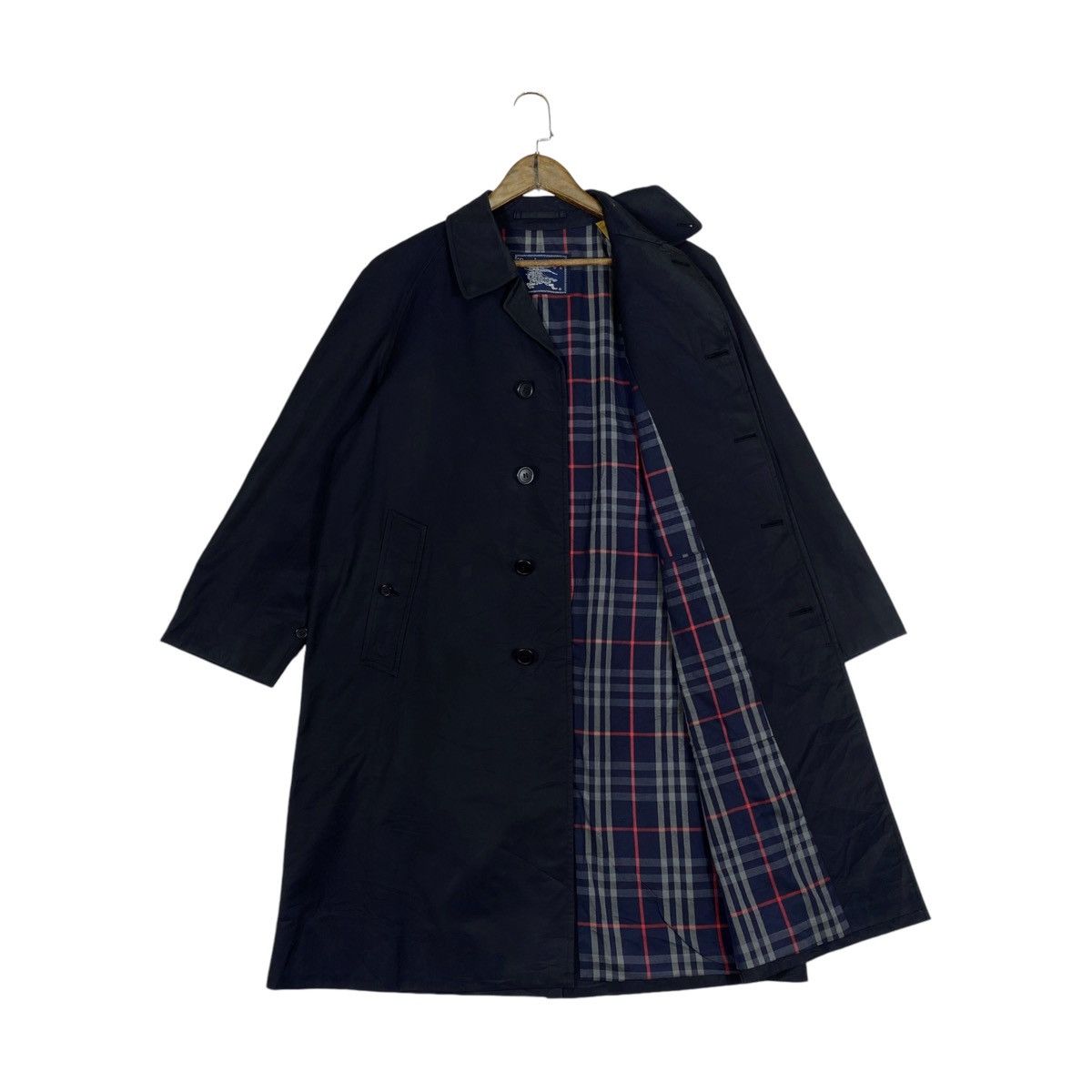 Burberry × Burberry Prorsum Vintage Burberrys London Nova Checked Navy Blue Long Jacket Size US M / EU 48-50 / 2 - 1 Thumbnail