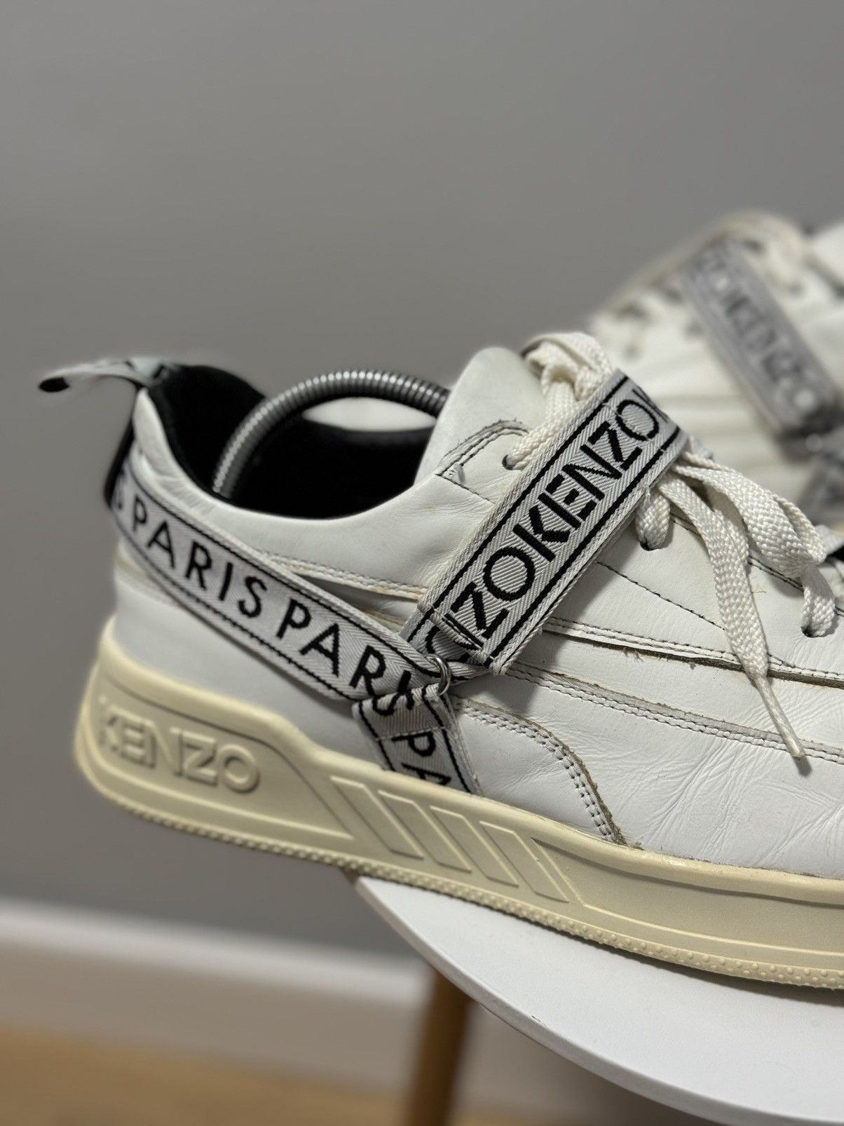 Kenzo KENZO PARIS White Leather Cross Strap Sneakers Trainers Sz43 Size US 10 / EU 43 - 6 Thumbnail