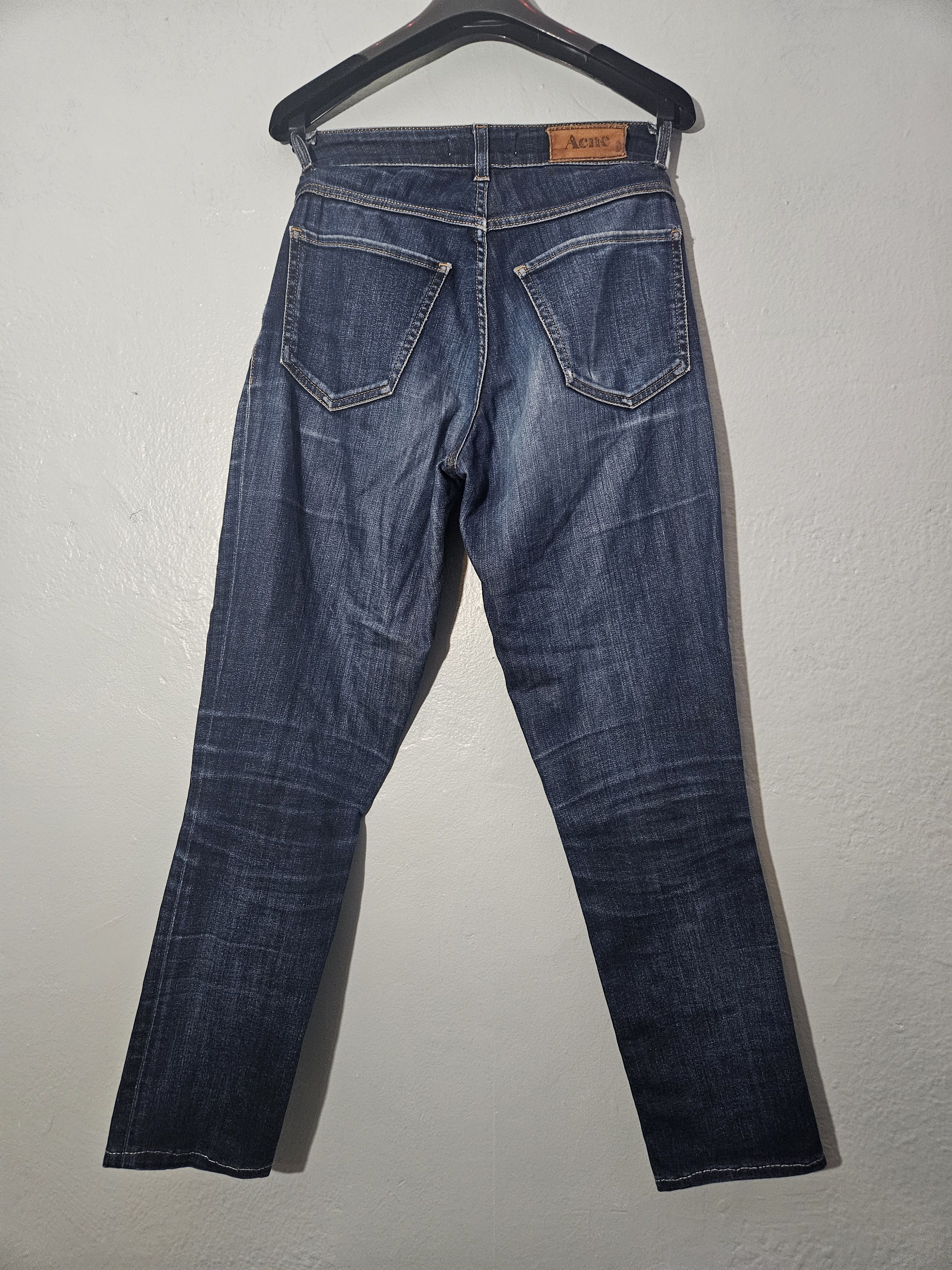 Acne Studios Dark Blue Leather Patch Vintage High Rise Denim Jeans Size 26" / US 2 / IT 38 - 1 Thumbnail