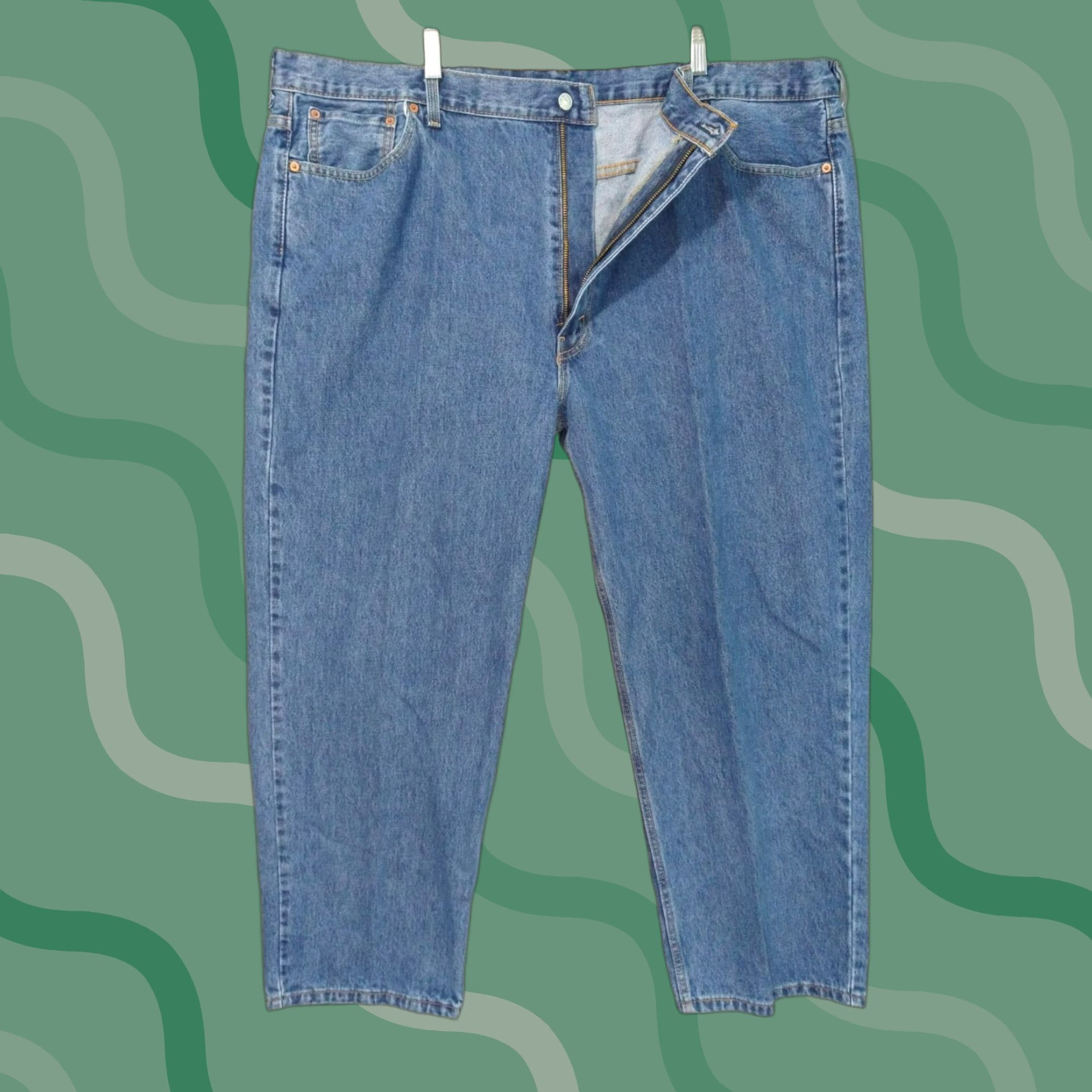 Levi's VINTAGE Levi's Jeans 550 Men - 50x30 Blue Denim Relaxed Tapered Fit 5-Pocket Medium Wash Mens Clothing Size US 34 / EU 50 - 1 Thumbnail