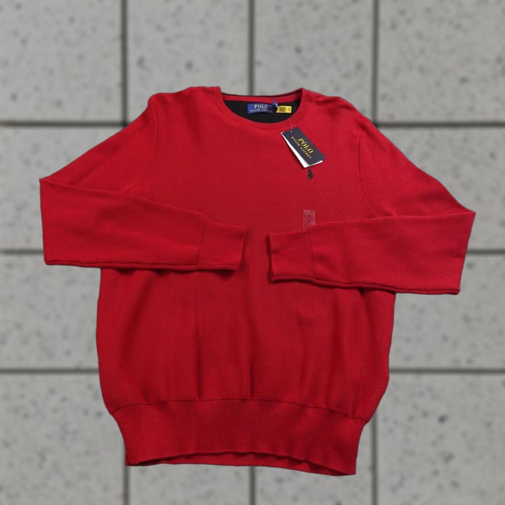 Polo Ralph Lauren Polo Ralph Lauren Sweater Mens M Red Waffle-Knit Knit Crewneck Logo Embroidered Pony Size US M / EU 48-50 / 2 - 1 Thumbnail