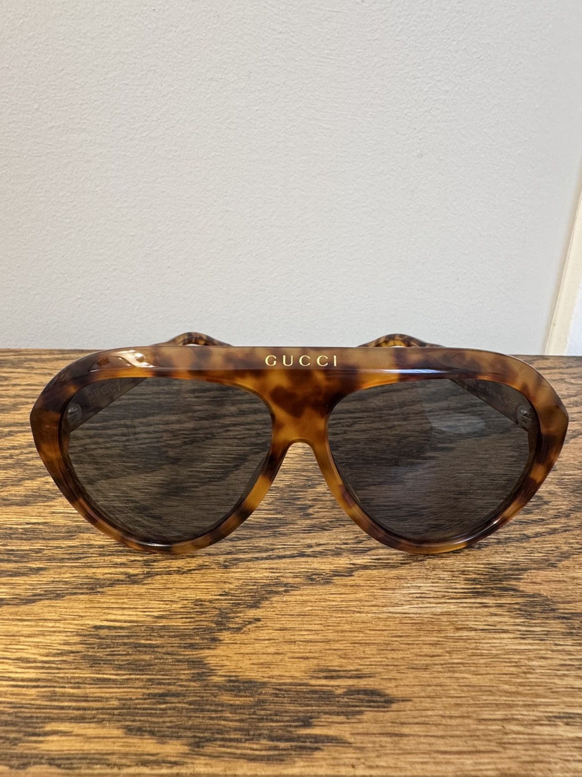 Gucci Aviator Oversized Brown Acetate Sunglasses GG Motif