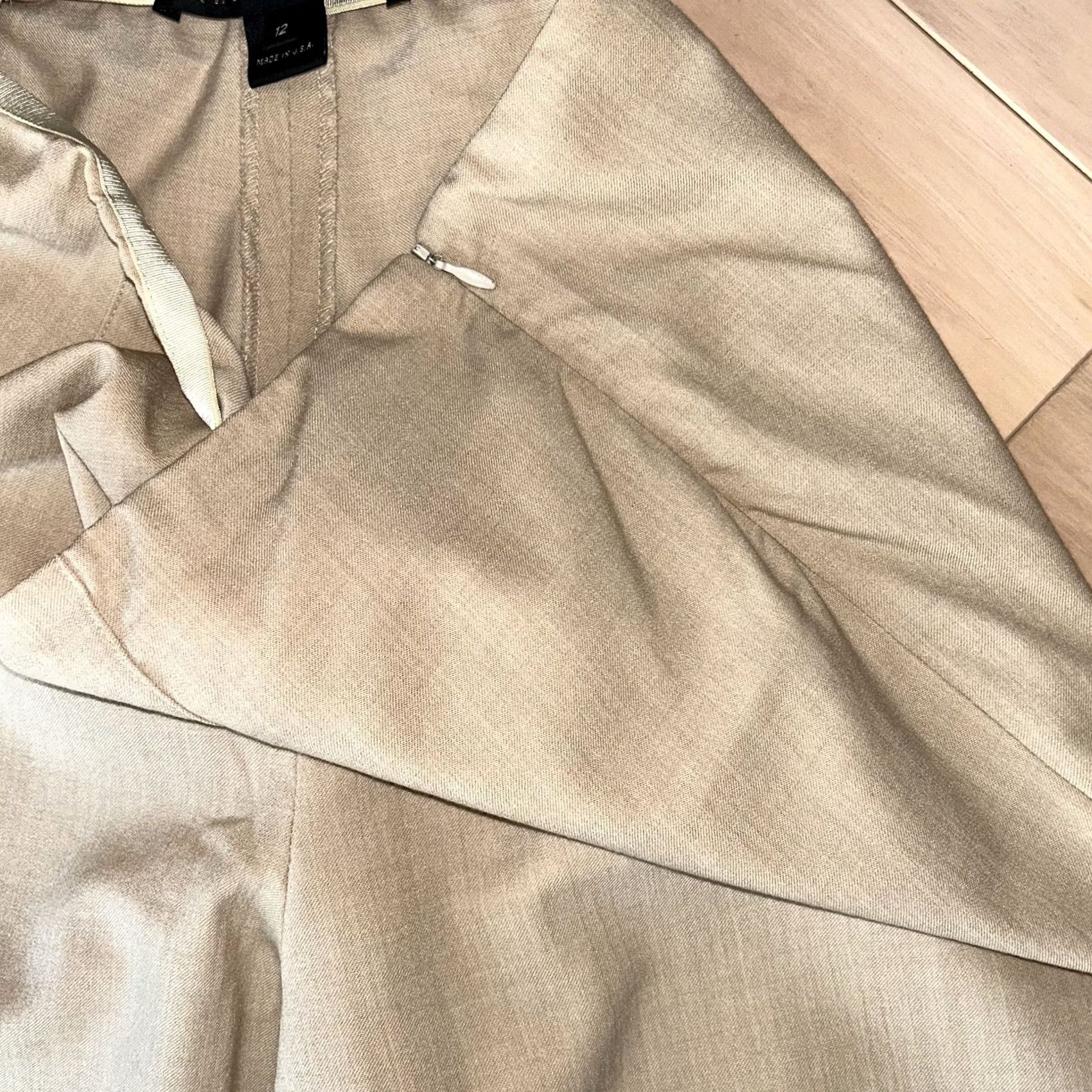Polo Ralph Lauren VINTAGE Ralph Lauren Black Label Wool Wide Leg Trousers Womens 12 Beige Wool Wide-Leg Pant 35 Inseam 34-36 Waist Size ONE SIZE - 6 Thumbnail