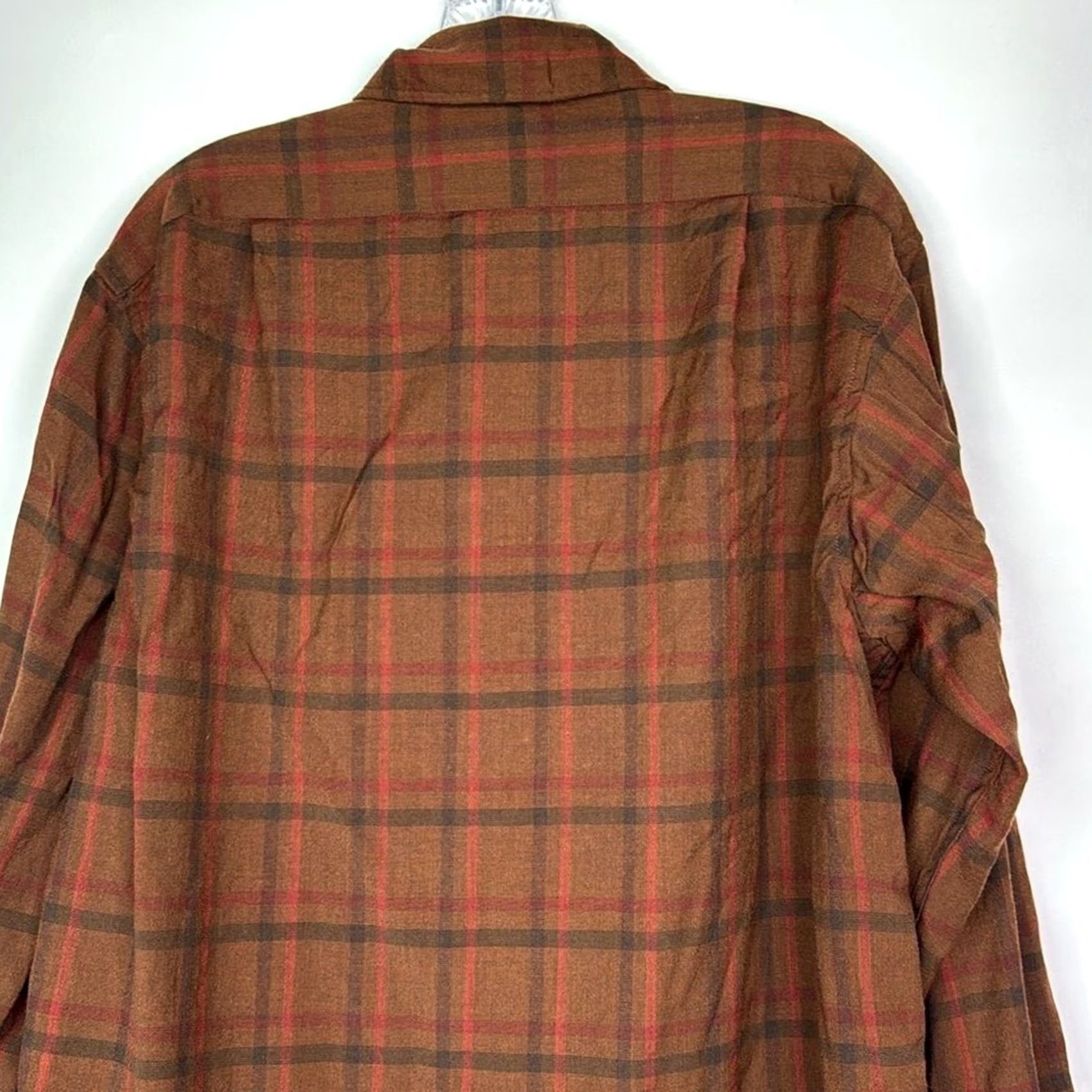 Pendleton VINTAGE Pendleton Shirt Large Brown Red Hook Collar Button Up Virgin Wool Mens Size US L / EU 52-54 / 3 - 6 Thumbnail