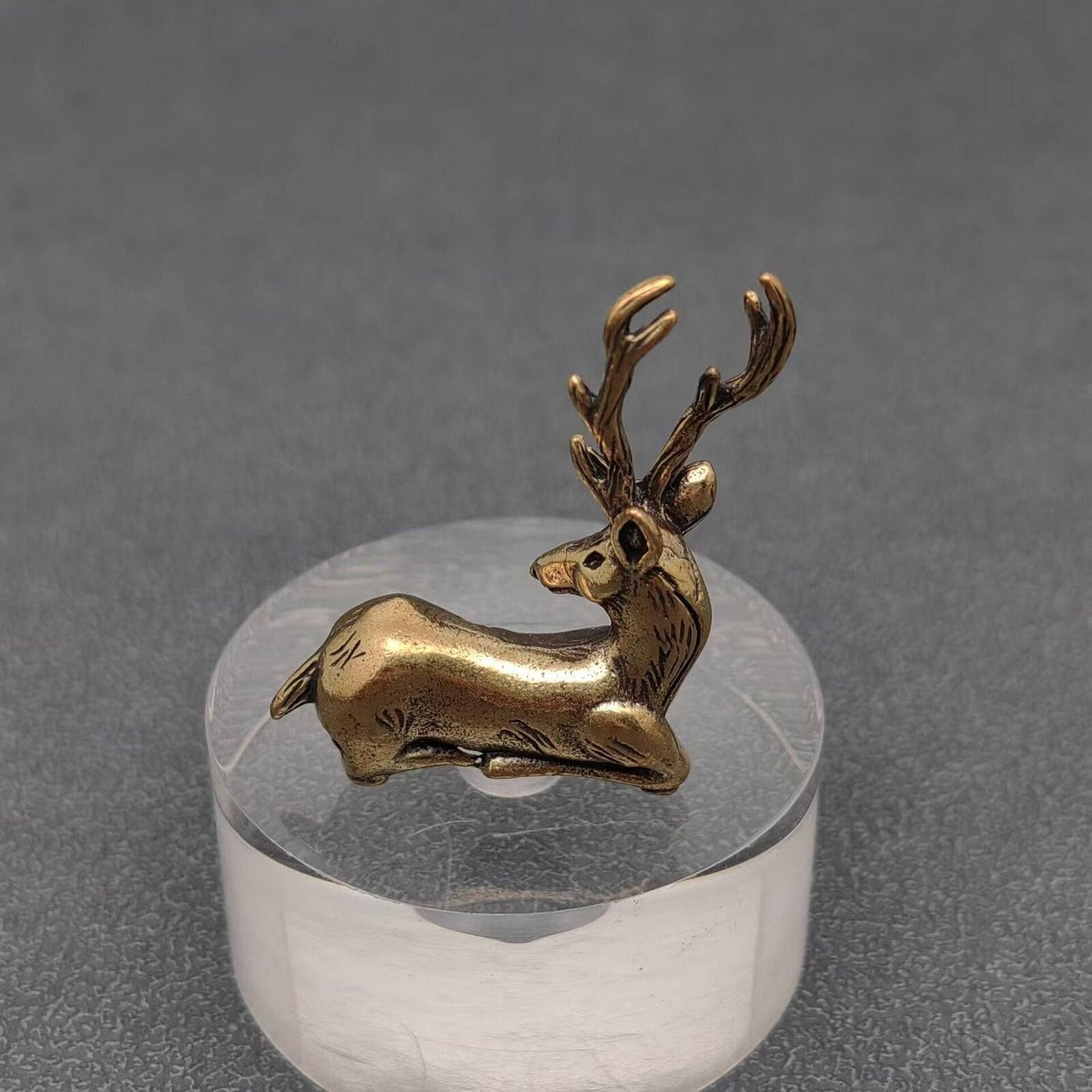 The Unbranded Brand Miniature Brass Deer Figurine Sculpture Size ONE SIZE - 2 Thumbnail