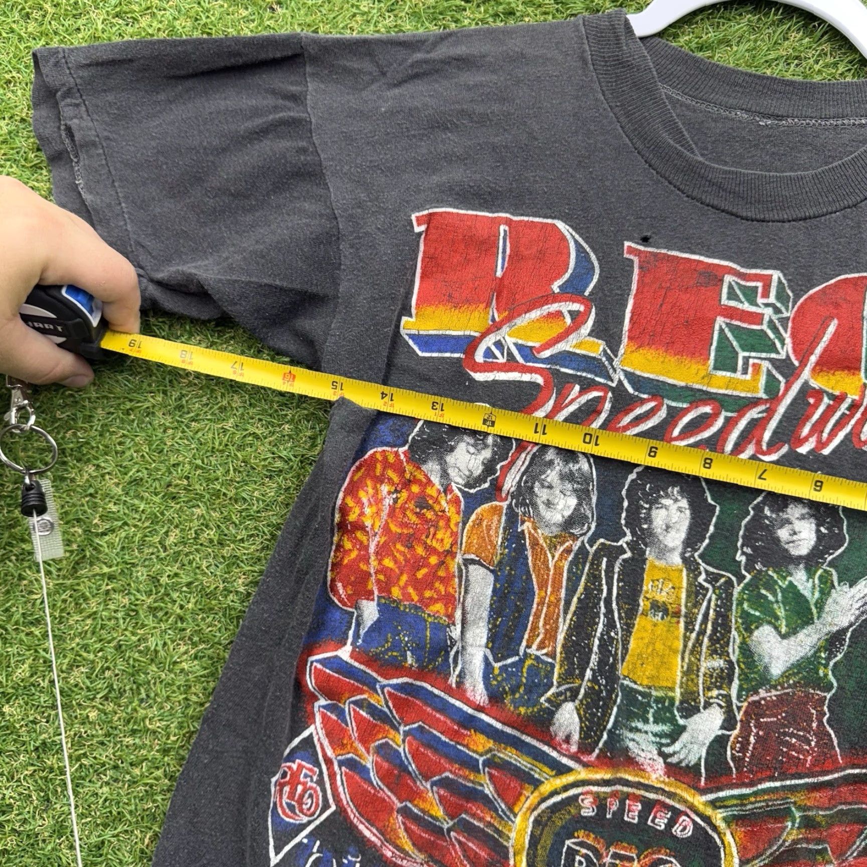 Olive VINTAGE REO Speedwagon Shirt Mens Small Live Tour Band 1980s Single Stitch AOP Shirt Men S Black 80s Music Rock Logo Size US S / EU 44-46 / 1 - 6 Thumbnail