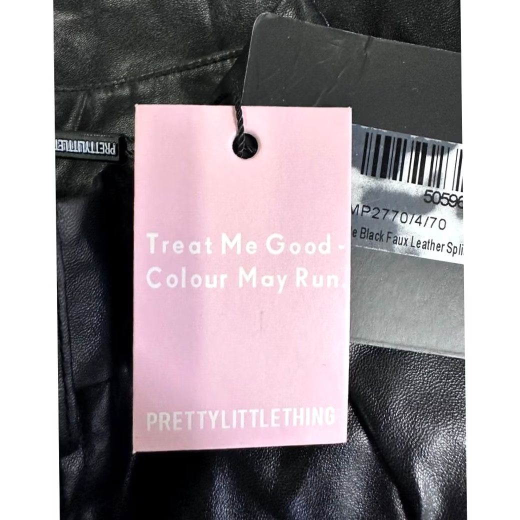 PrettyLittleThing Pretty Little Thing Pants Womens 4 Petite Black Faux Leather Skinny Ladies NEW Size 27" / US 4 / IT 40 - 2 Thumbnail