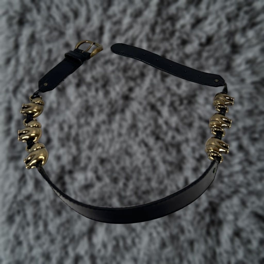 Liz Claiborne VINTAGE Liz Claiborne Belt Leather Black Elephant Brass Hardware 28”-32” Womens M Size ONE SIZE - 1 Thumbnail