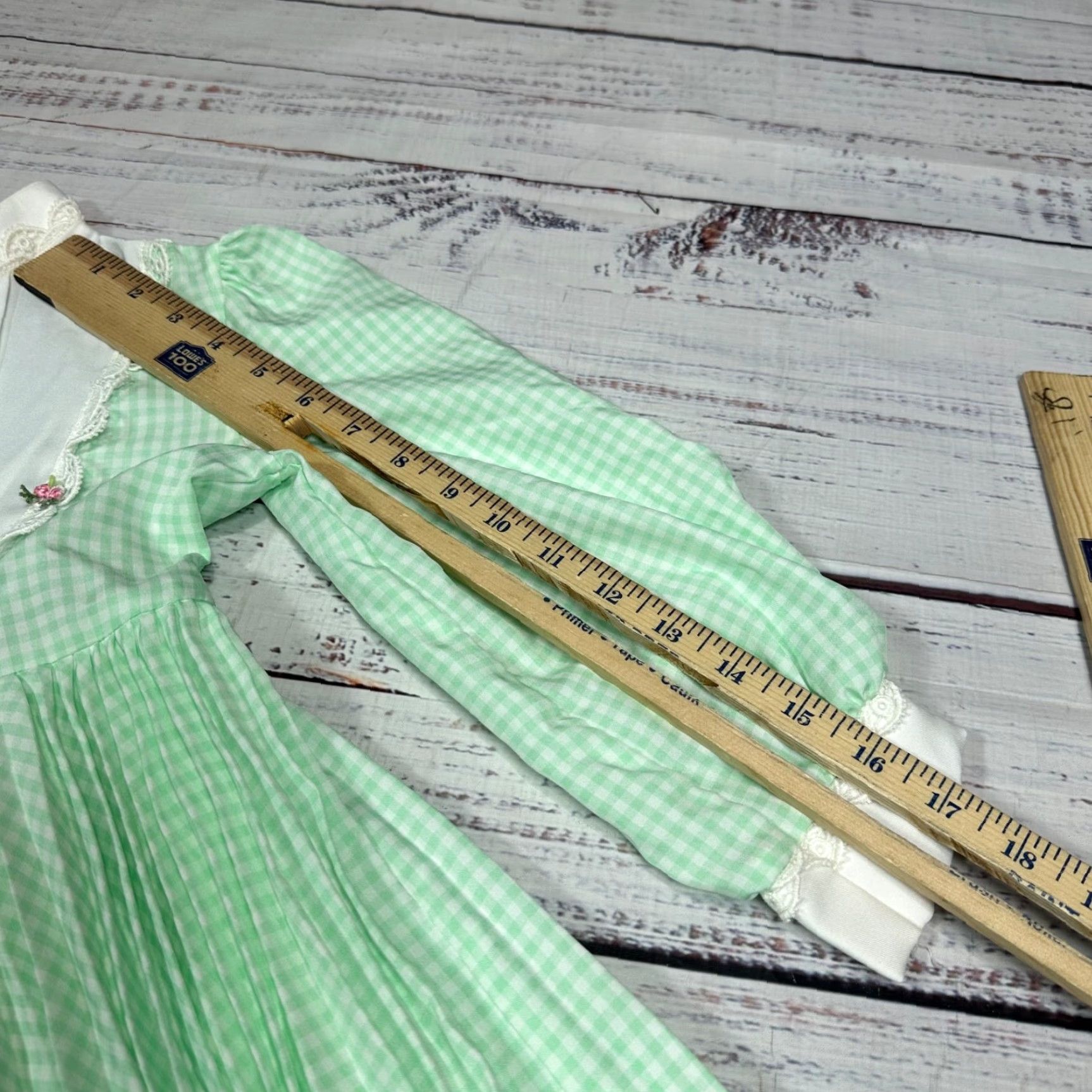 Vintage Vtg Beautique Chris Lynch Long Sleeve Green Gingham Check Dress Sz 6 Tie Waist Girls Size US S / EU 44-46 / 1 - 4 Thumbnail