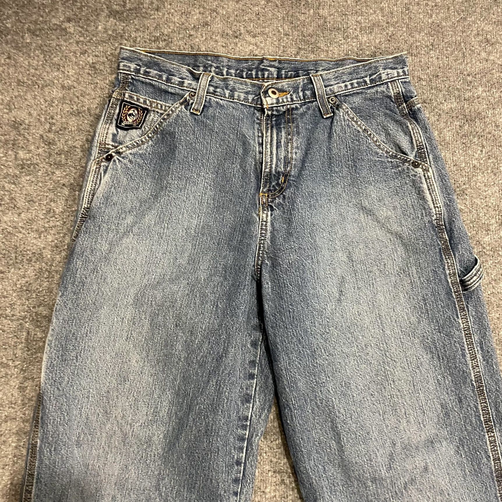 Vintage Cinch Blue Label Carpenter Jeans Men 33x34 Blue Straight Leg Workwear MB90434002 Size US 33 - 3 Thumbnail