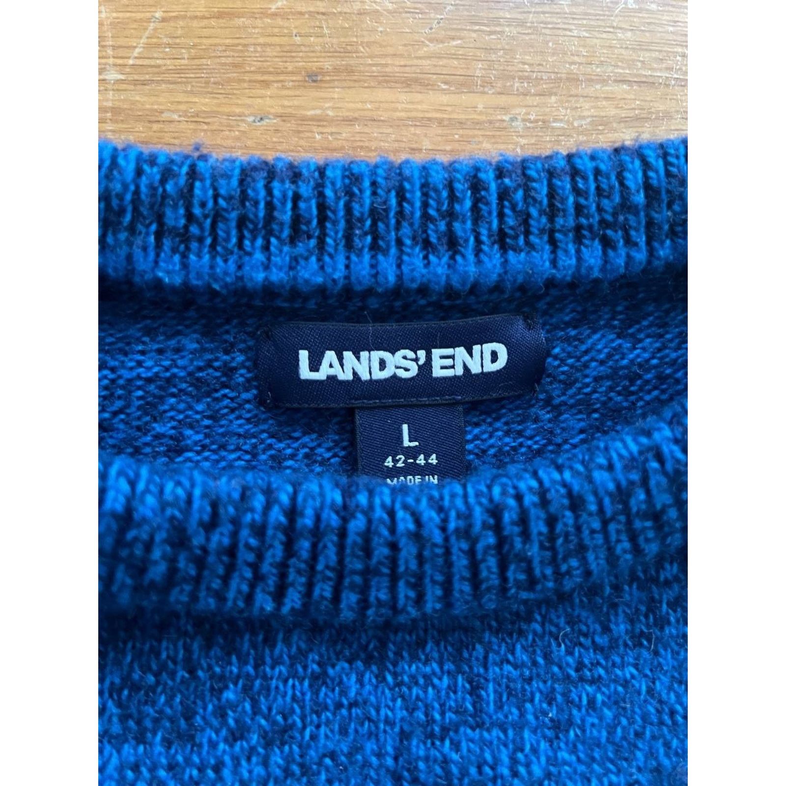 Lands' End Lands End Men’s Fair Isle winter Sweater Blue Sz L A001709 Size US L / EU 52-54 / 3 - 2 Thumbnail