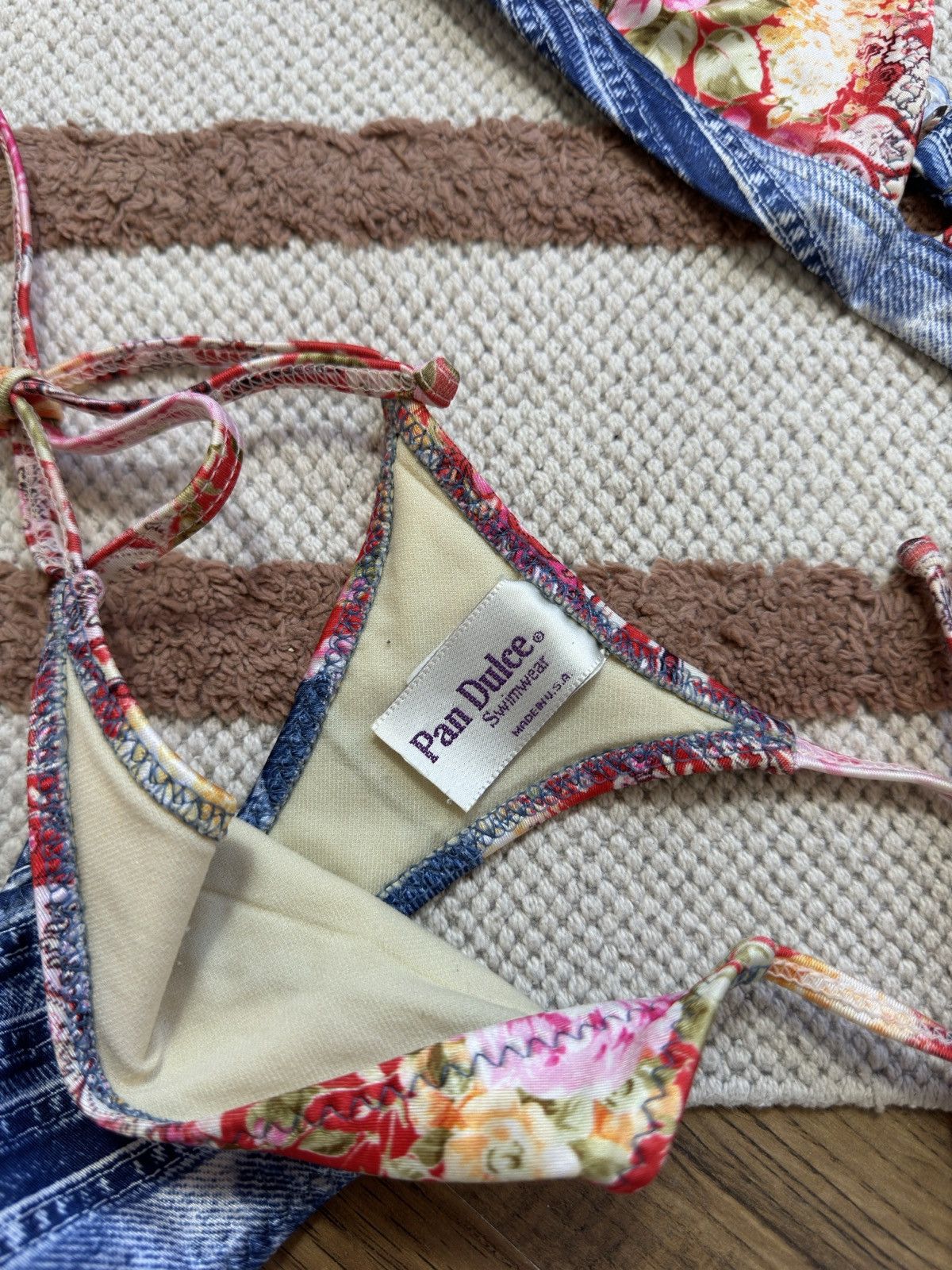 Vintage VINTAGE PAL DULCE DENIM STYLE FLOWERS 2 UNDERPANTS SWIMSUIT Size ONE SIZE - 3 Thumbnail