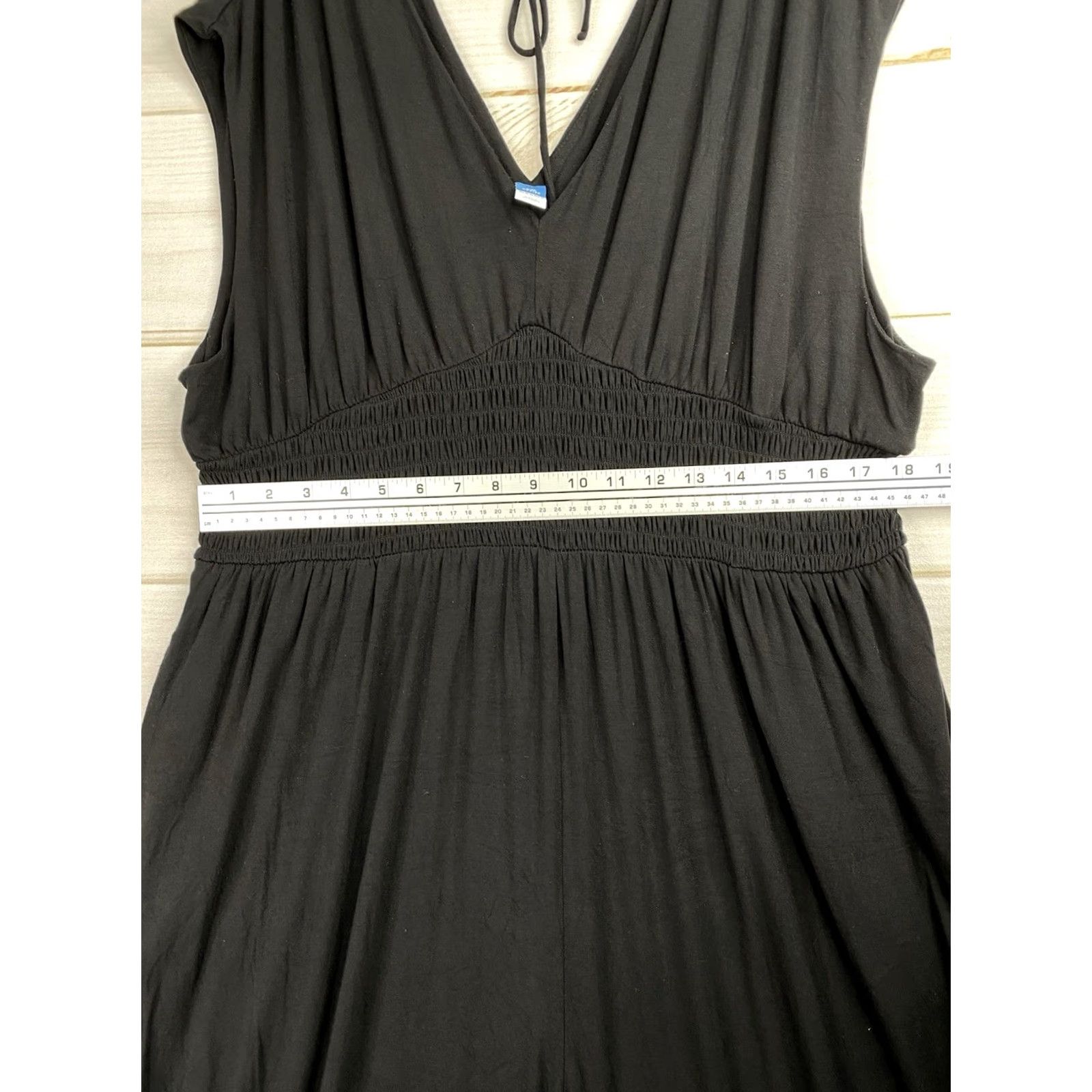 Old Navy Old Navy Jumpsuit XS-XXL Black Cap Sleeve Smocked Waist Wide Leg Pockets Vintage No Size 40" / US 18 - 4 Thumbnail