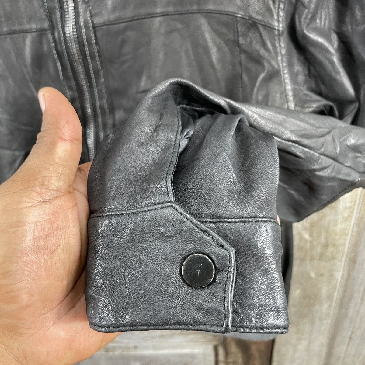 SHIPS × Ships Jet Blue Vintage Ships Japan Zipper Leather Jacket Size US L / EU 52-54 / 3 - 5 Thumbnail