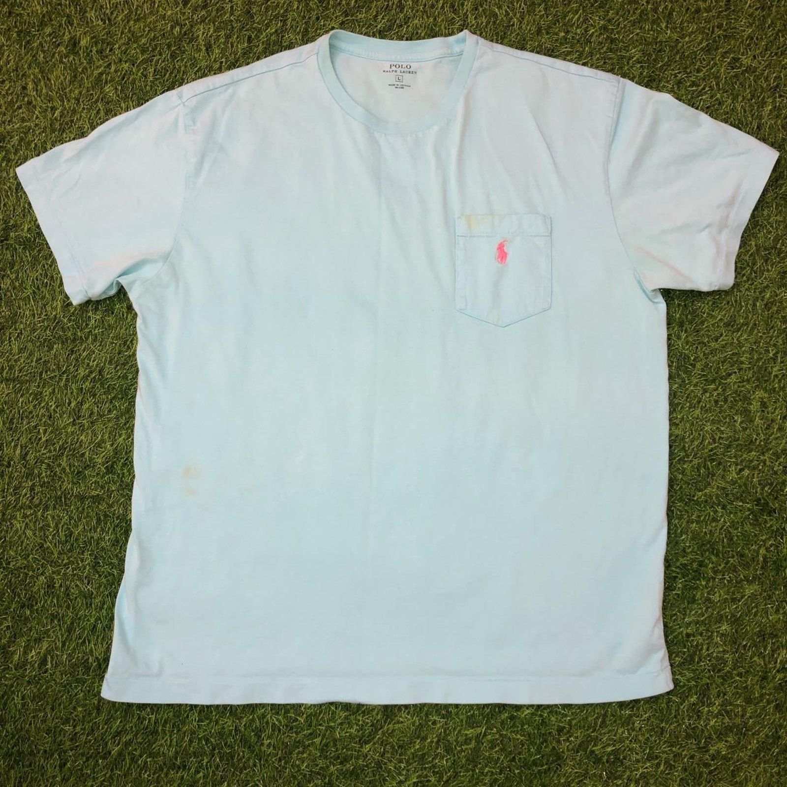 Polo Ralph Lauren Men’s Light Blue/Pink Polo Ralph Lauren Embroidered Tee Size US L / EU 52-54 / 3 - 1 Thumbnail