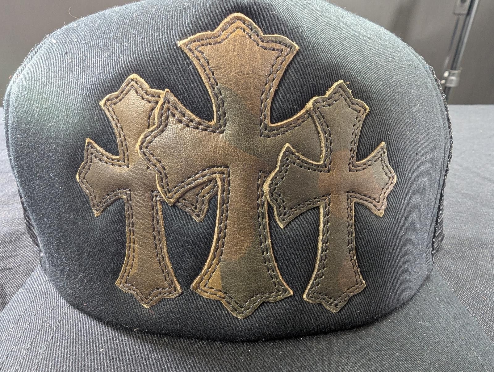 Chrome Hearts Chrome Hearts Leather Triple Cross Trucker Hat in Black/Camo Size ONE SIZE - 11 Thumbnail