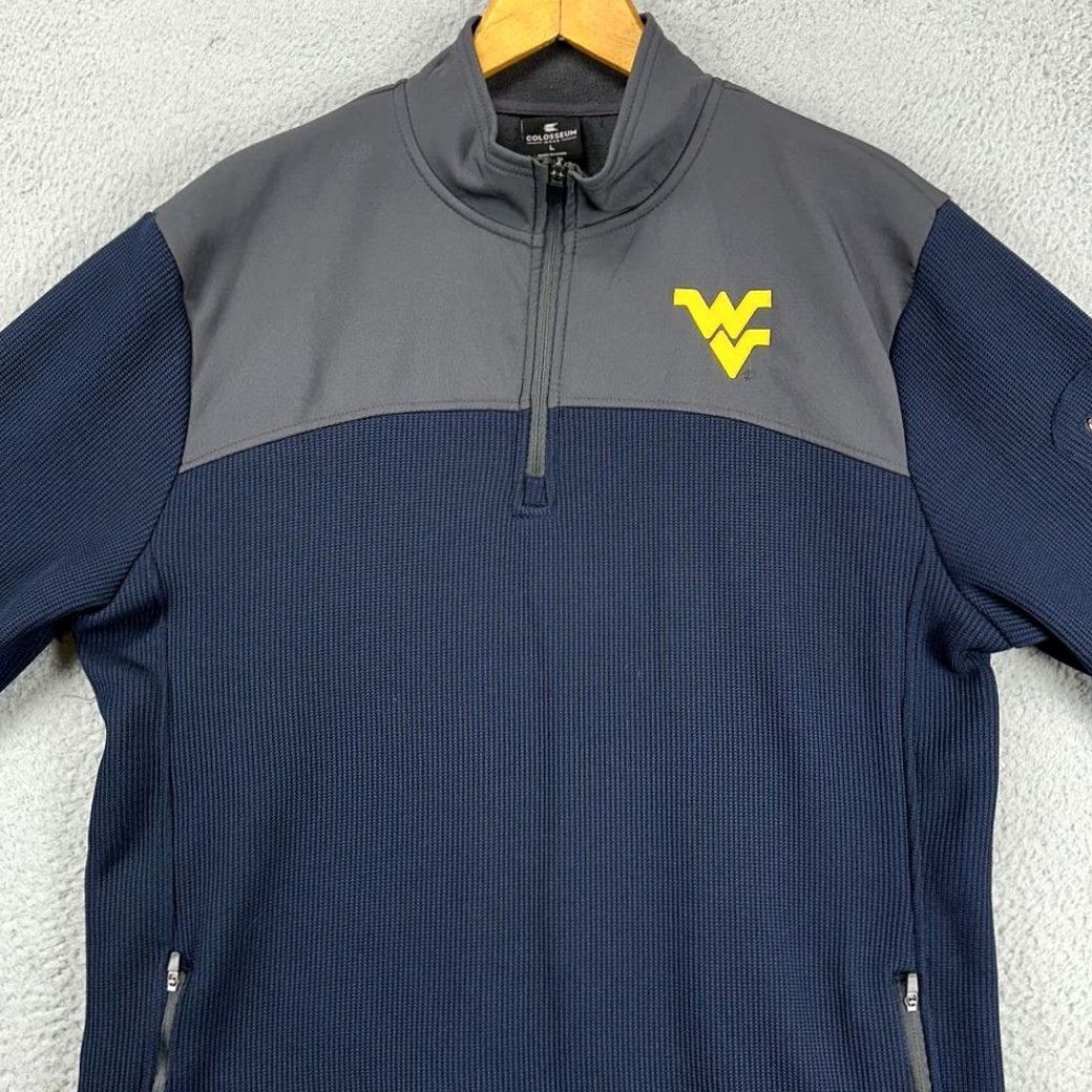 Vintage VINTAGE West Virginia Pullover Jacket Mens Large Blue Gray 1/4 Zip ColosseumJJ Size US L / EU 52-54 / 3 - 2 Thumbnail