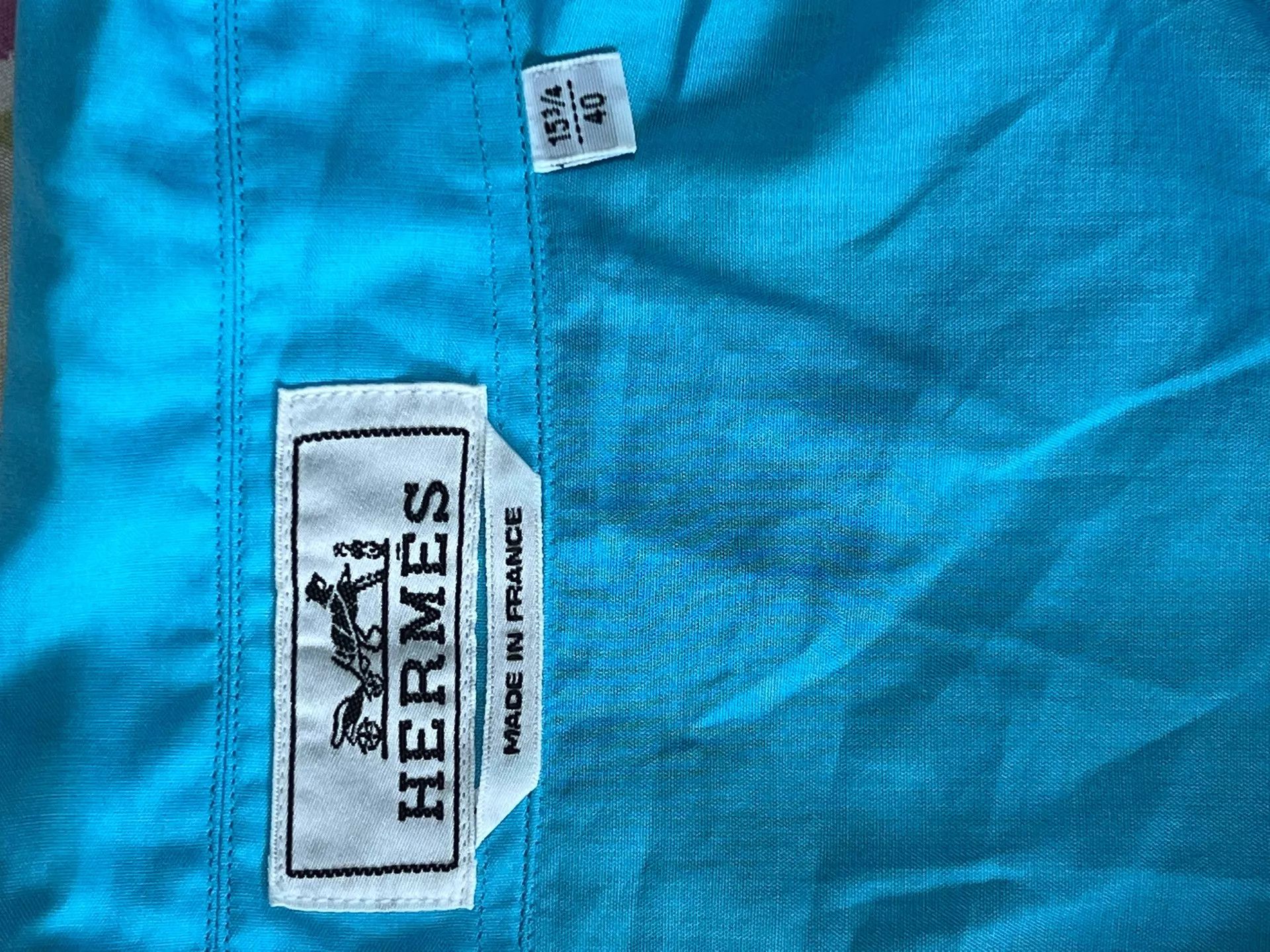 Hermes Hermes SS shirt oversized 40 blue green geometric Size US M / EU 48-50 / 2 - 6 Thumbnail