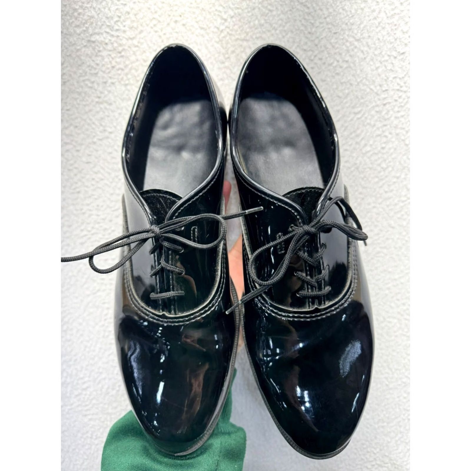Vintage Mens Black Patent Leather Dress Shoes Oxford Mens 10 1/2 Black Leather Formal Secret? Size US 10 / EU 43 - 5 Thumbnail