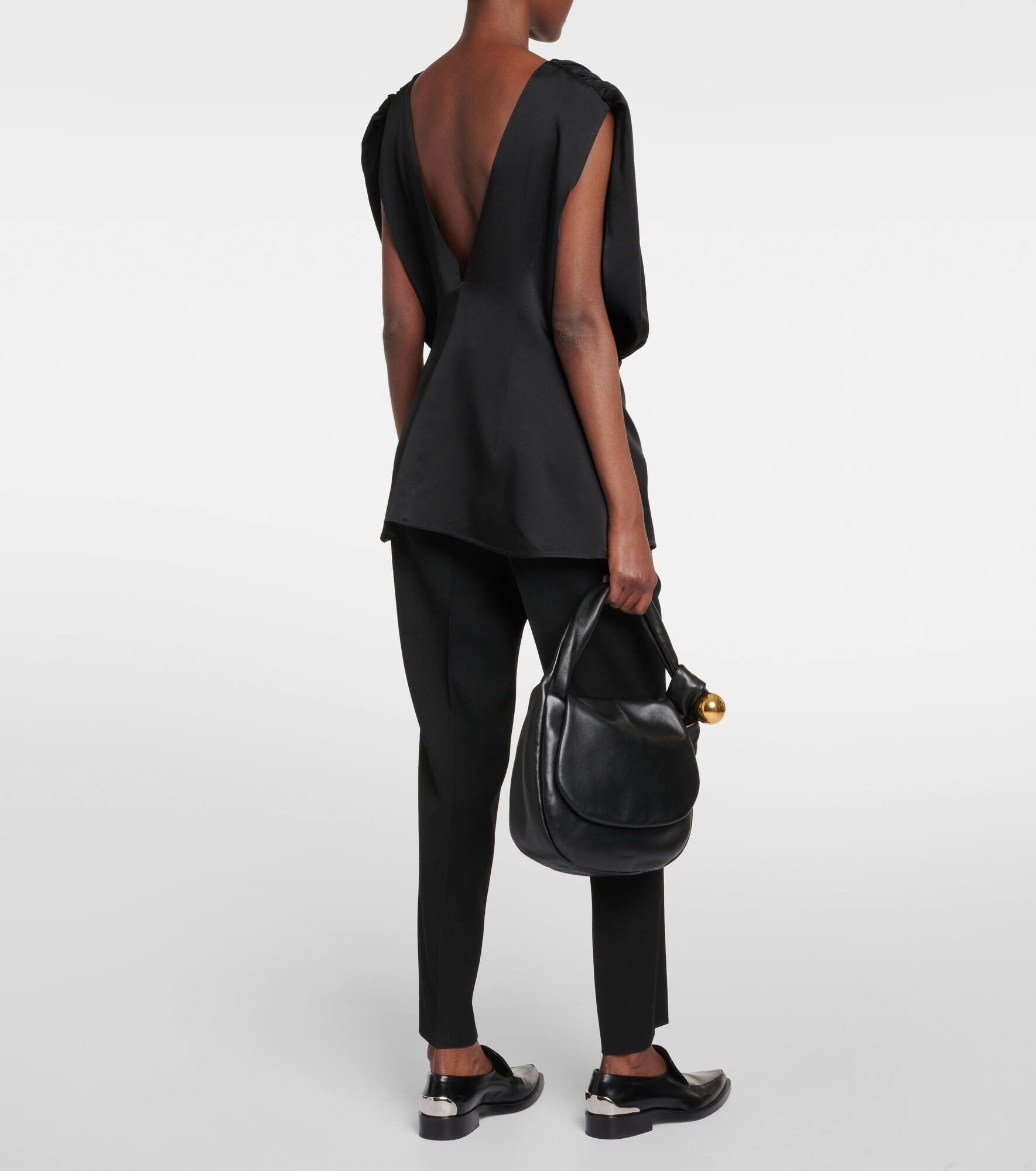 Jil Sander o1mt1gz0725 Satin Top in Black Size S / US 4 / IT 40 - 3 Thumbnail