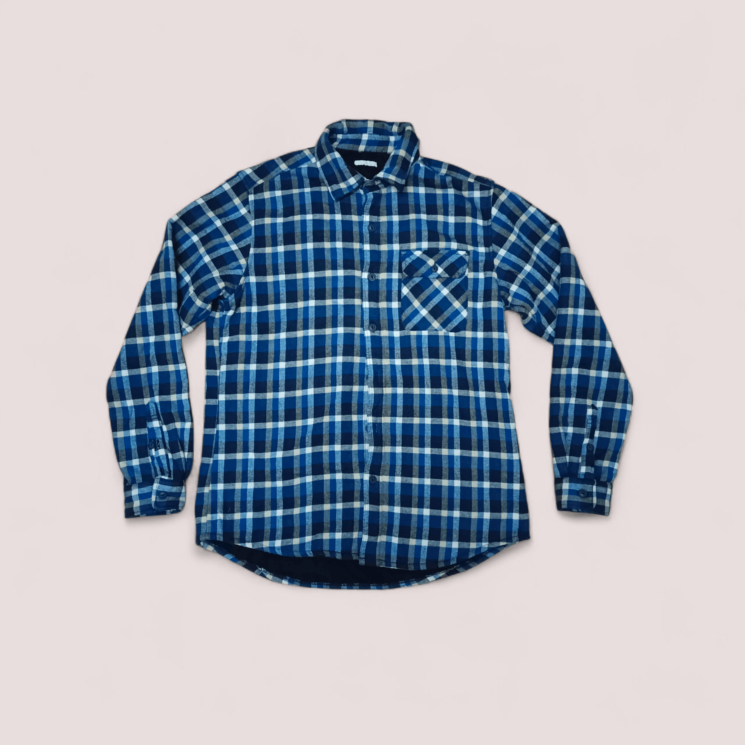 Flannel GU Blue Check Flannel Jacket With Fleece Lining Size US M / EU 48-50 / 2 - 2 Thumbnail
