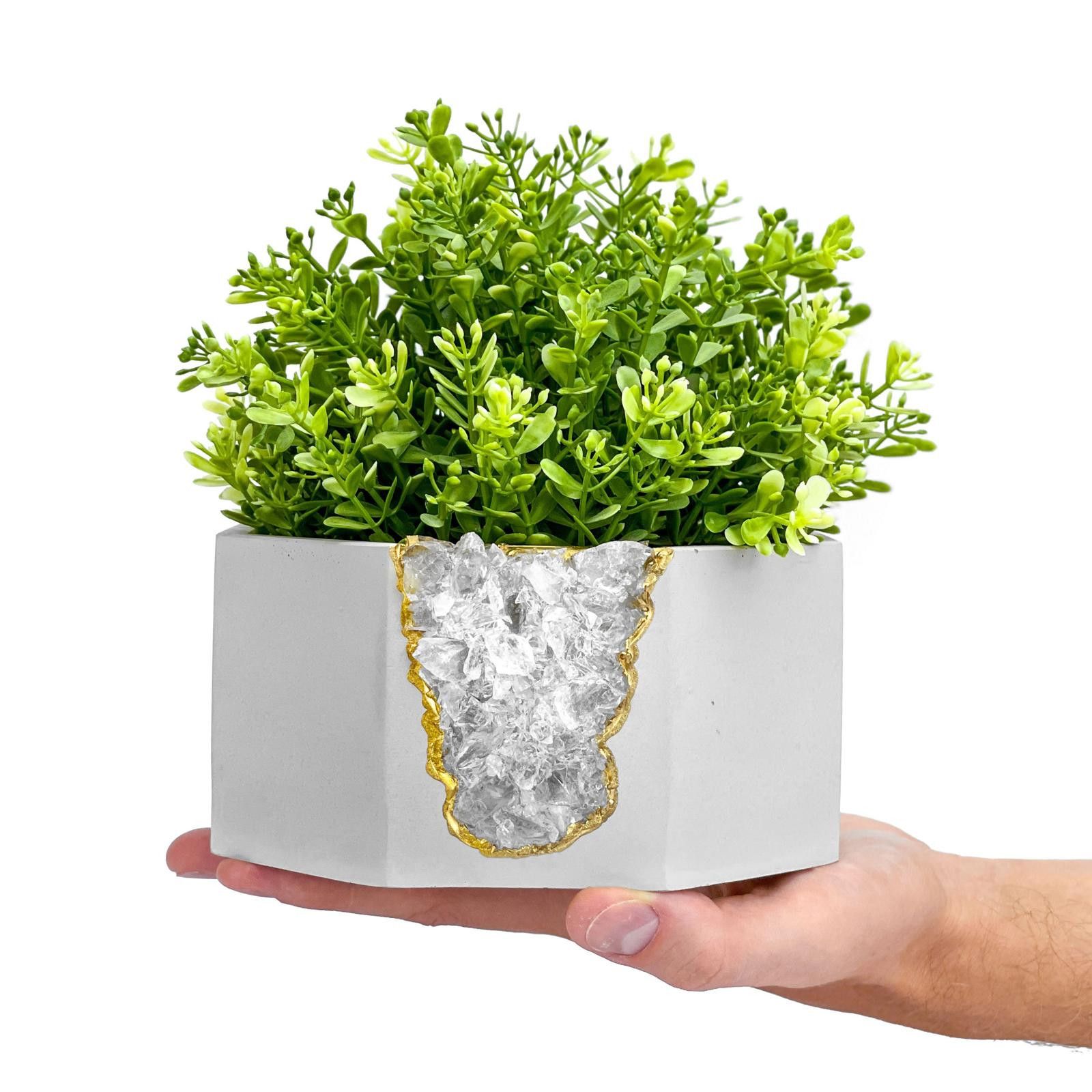 Other Raw Clear Quartz Crystal Planter | Large Geode Succulent Pot Size ONE SIZE - 4 Thumbnail