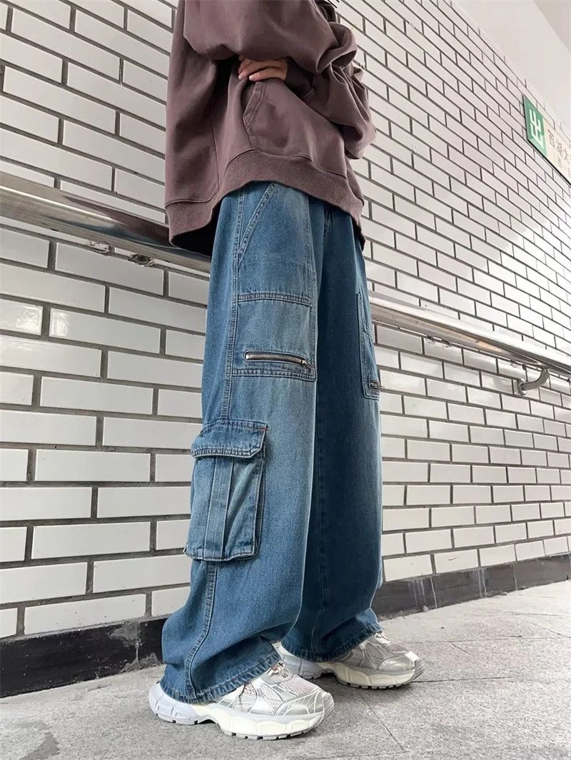 Jean × Vintage Y2k baggy multi-pocket cargo jeans Size US 33 - 3 Thumbnail