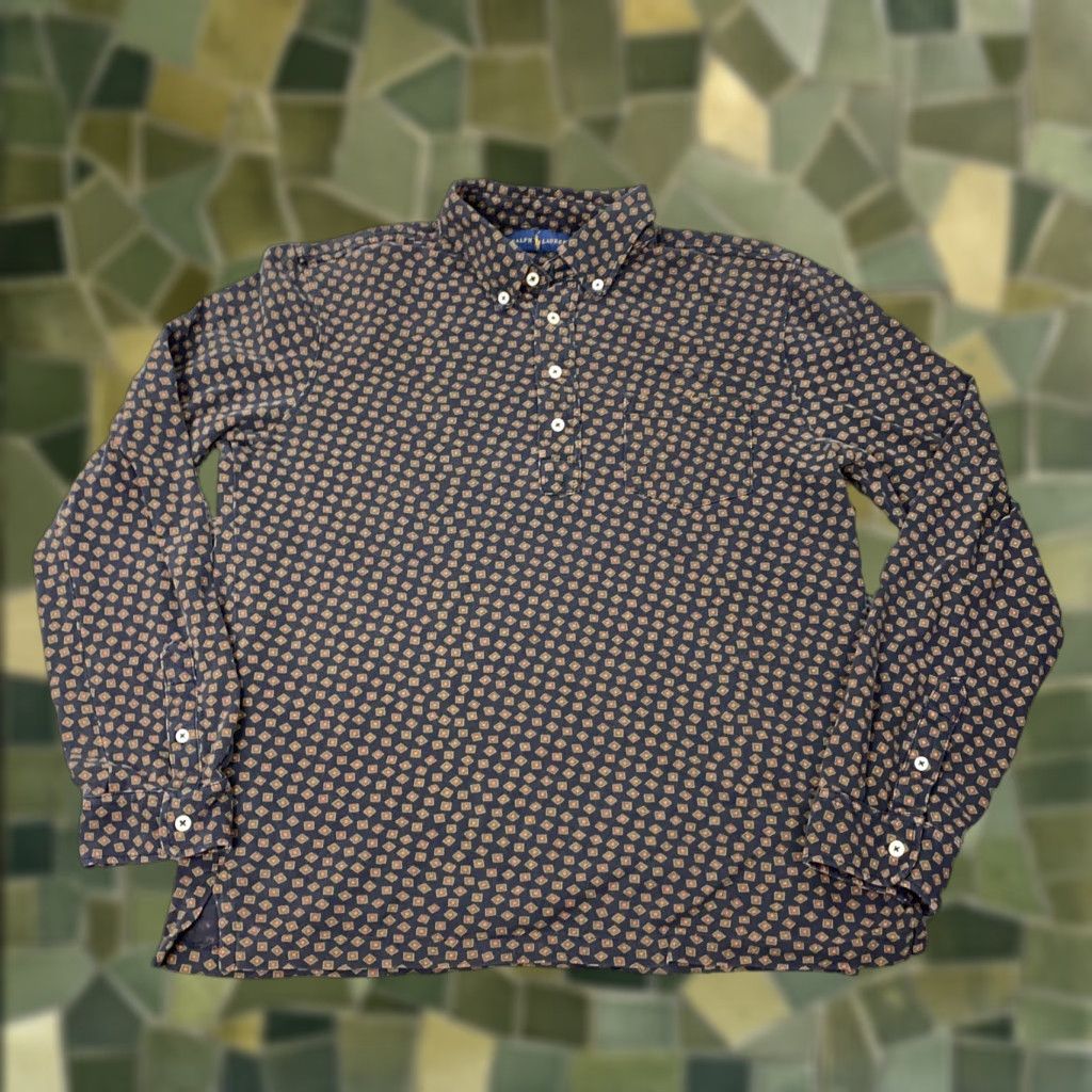 Ralph Lauren Ralph Lauren Button-Up Shirt Mens Medium Blue Brown Geometric Print Long Sleeve Casual Size US M / EU 48-50 / 2 - 1 Thumbnail