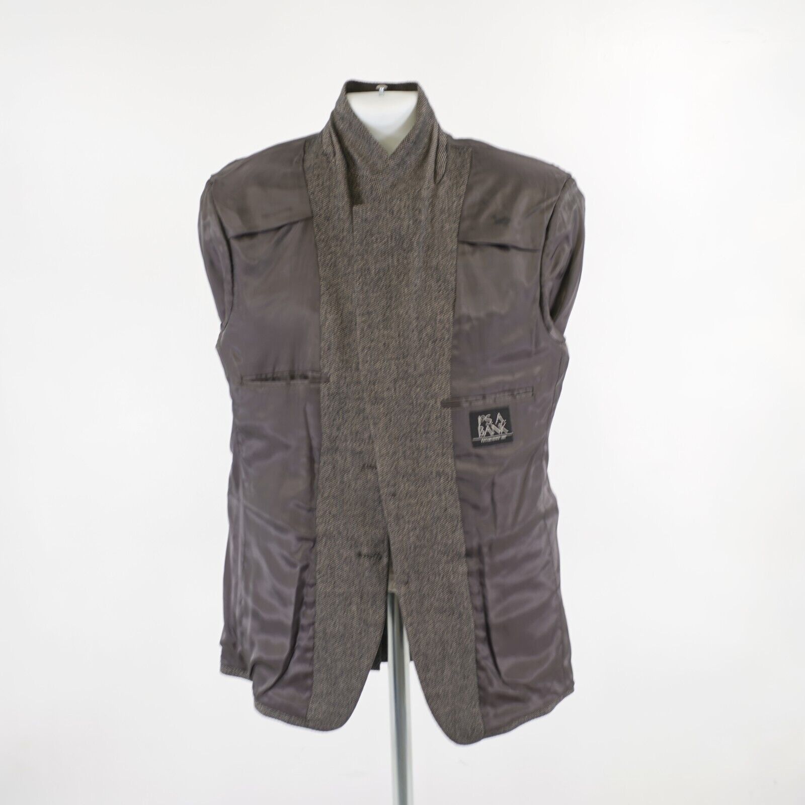 Jos. A. Bank Jos A Bank Tweed Wool Black & Tan Check 2 Button Sport Coat Size 40R - 10 Thumbnail