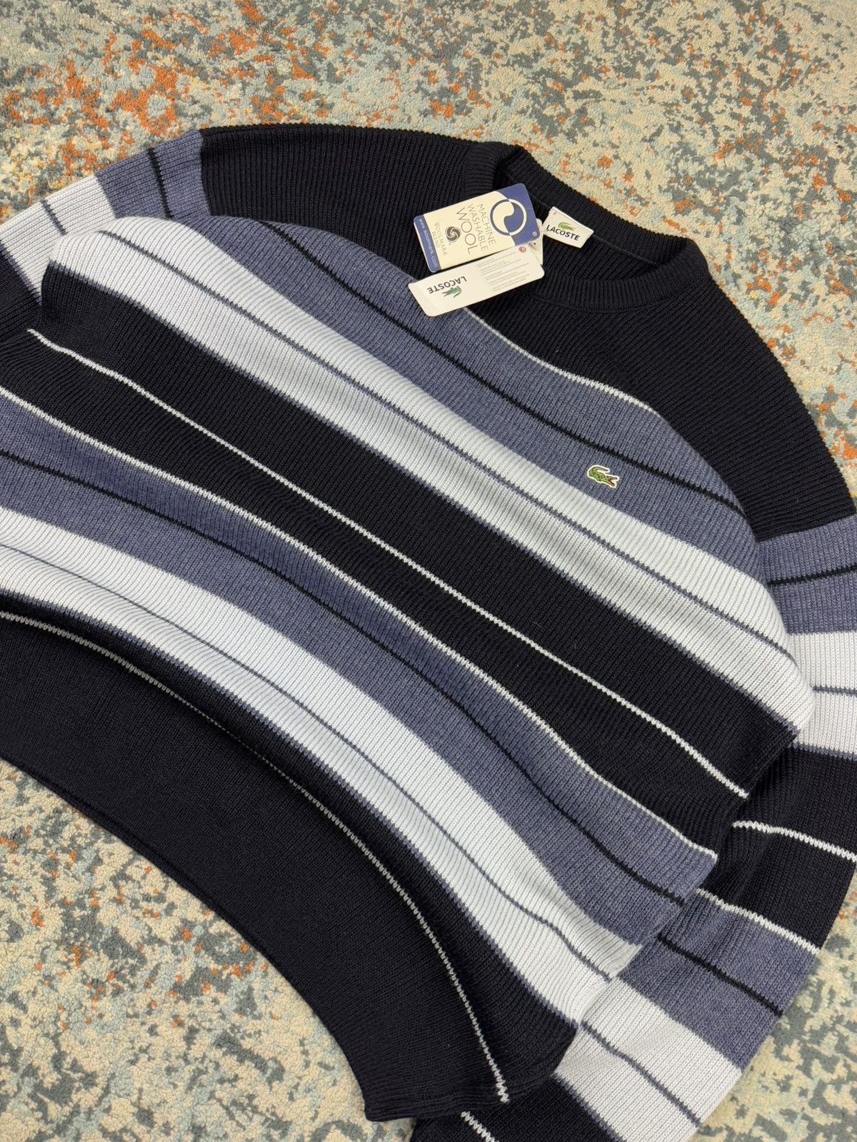 Lacoste × Vintage Vintage 90s DSWT! Lacoste striped sweater Size US XXL / EU 58 / 5 - 3 Thumbnail