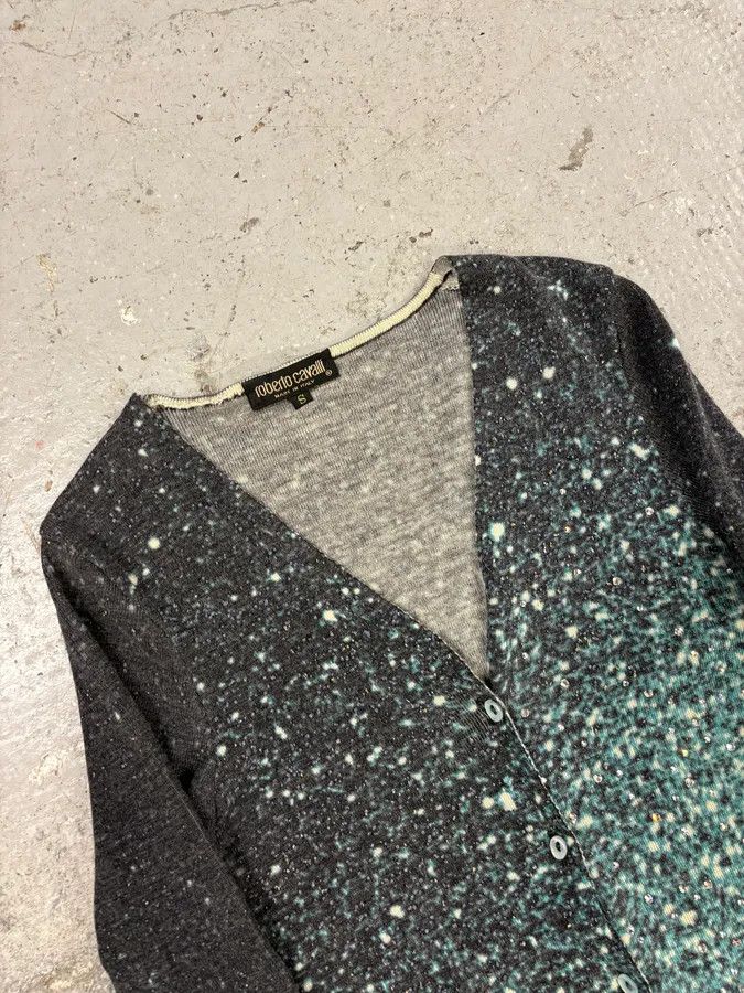 Roberto Cavalli × Vintage 2000s Roberto Cavalli Galaxy Blue Cardigan Size S / US 4 / IT 40 - 5 Thumbnail