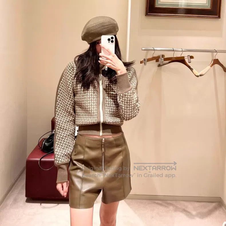 Hermes Hermes Brown and Coffee Color Sheepskin Half Zip Short Pan Size 24" / US 00 / IT 34 - 8 Thumbnail