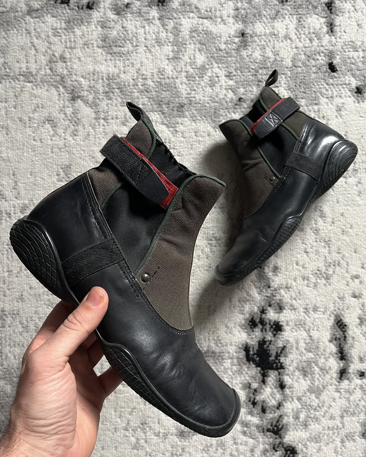 PRADA プラダ エンジニアブーツ ダブルベルト レザー　本革　黒 アーカイブ PRADA ARCHIVE ENGINEER BOOTS