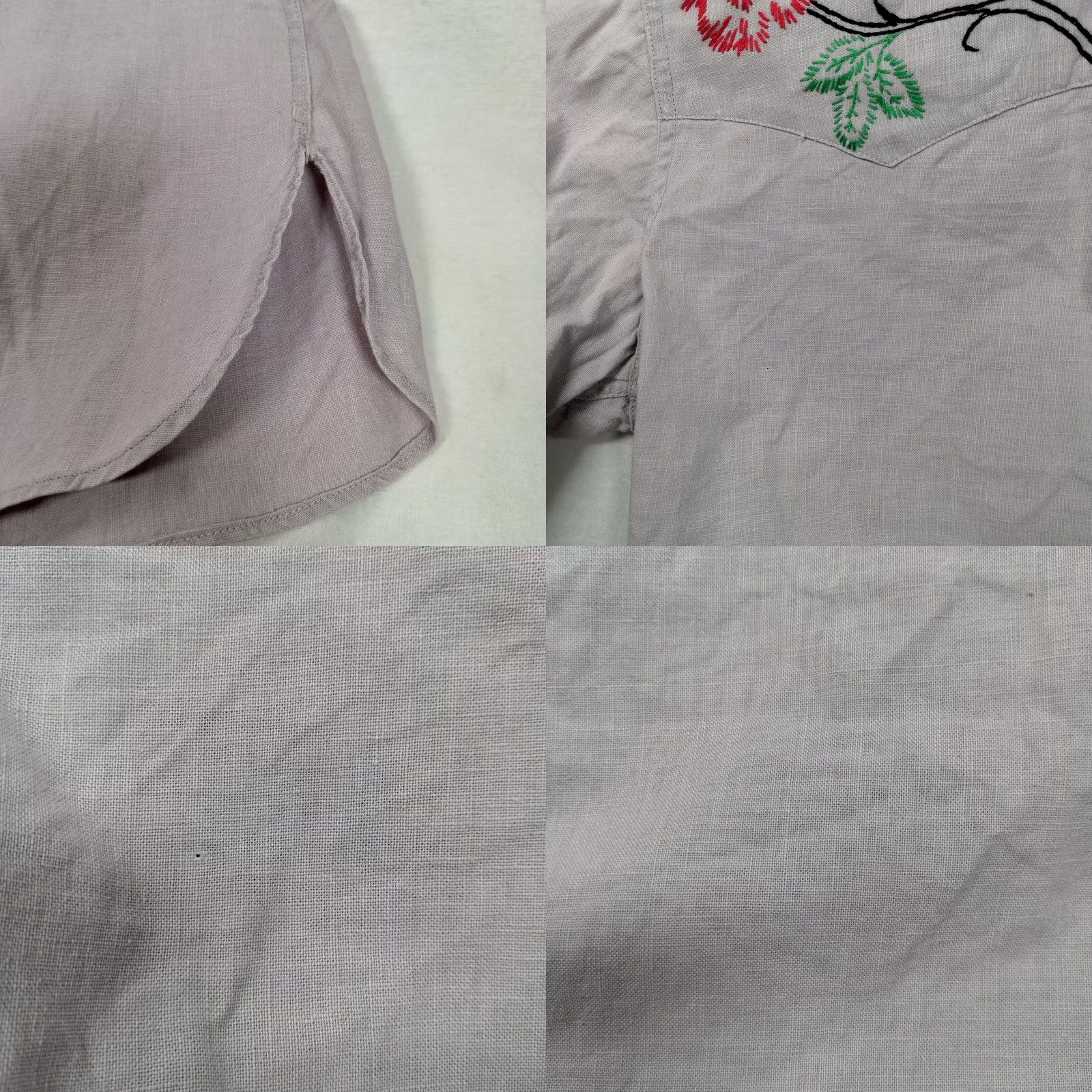 Vintage VINTAGE Handmade Shirt Womens S Gray Hand Embroidered Western Women Linen Rodeo Red Poppy Size S / US 4 / IT 40 - 10 Thumbnail