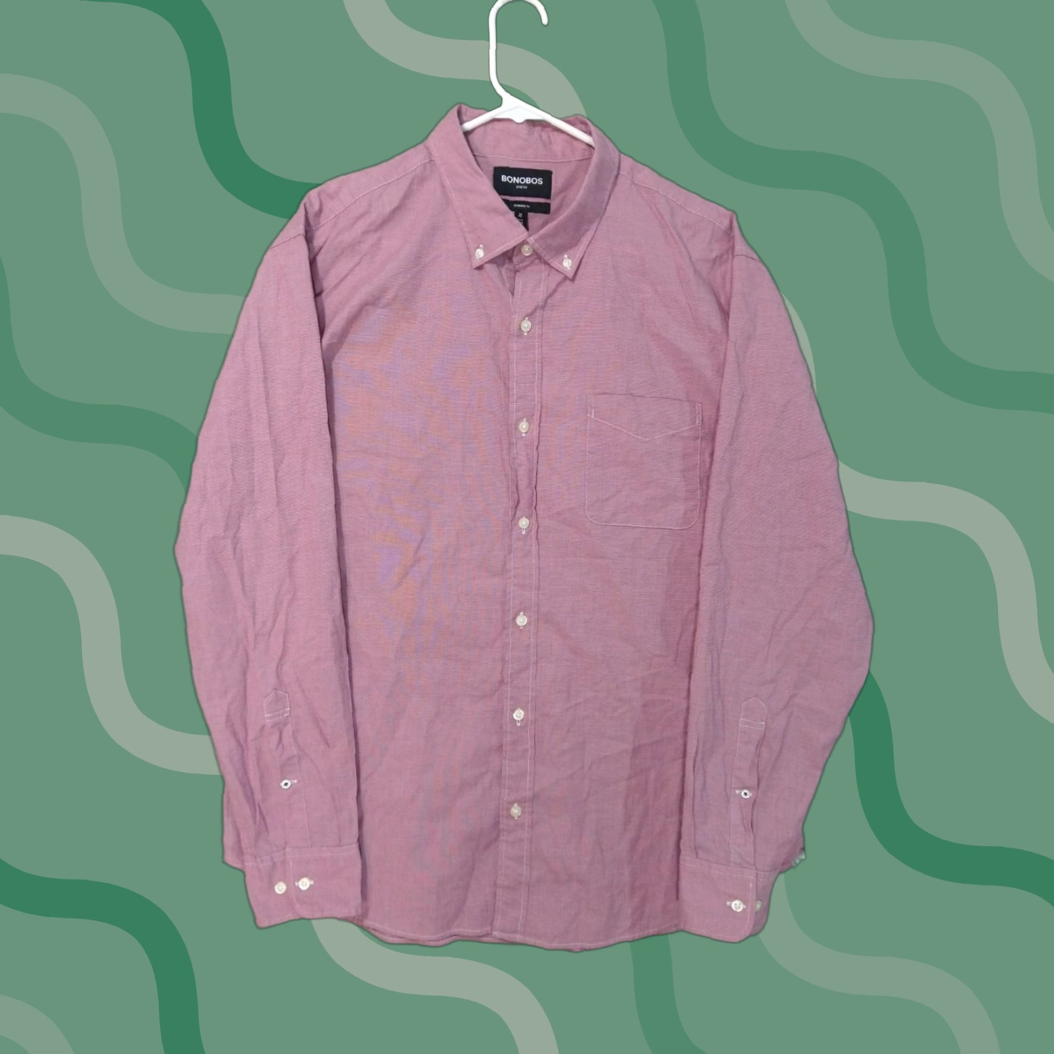 Bonobos Bonobos Shirt XL Red Cotton Stretch Button-Down Long Sleeve Regular Fit Mens Size US XL / EU 56 / 4 - 1 Thumbnail