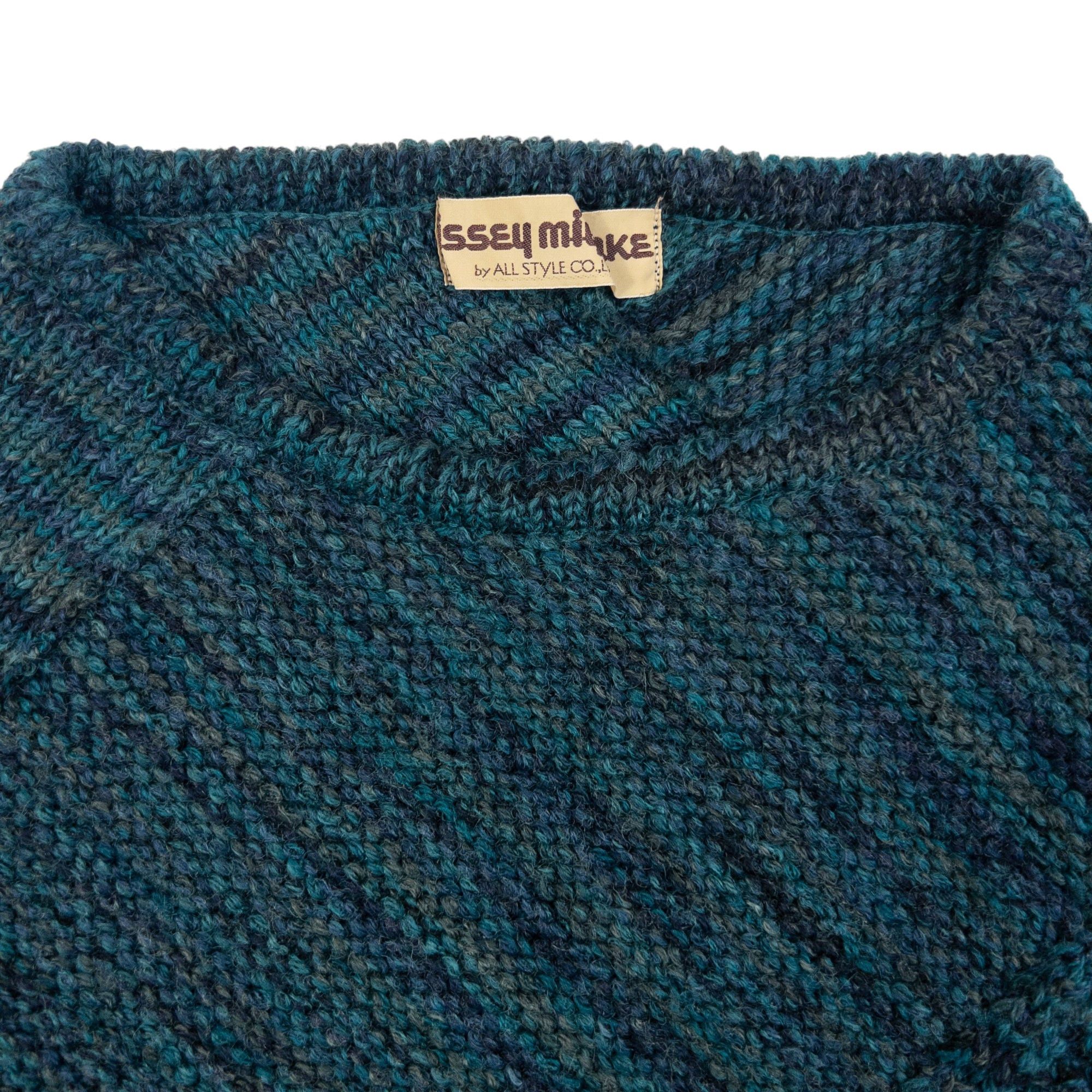 Vintage 80s Issey Miyake Wool Knit Jumper Size S in Blue, Men's — image 3 of 6