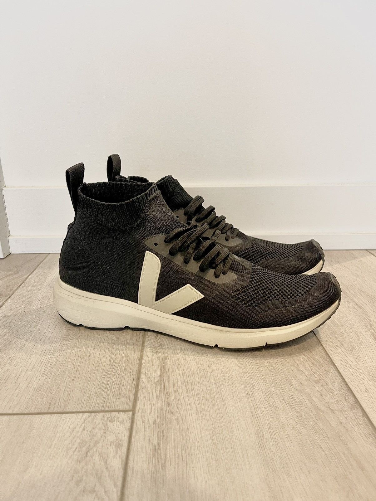 image of Rick Owens X. Veja Sock Sneaker in Black, Men's (Size 13)