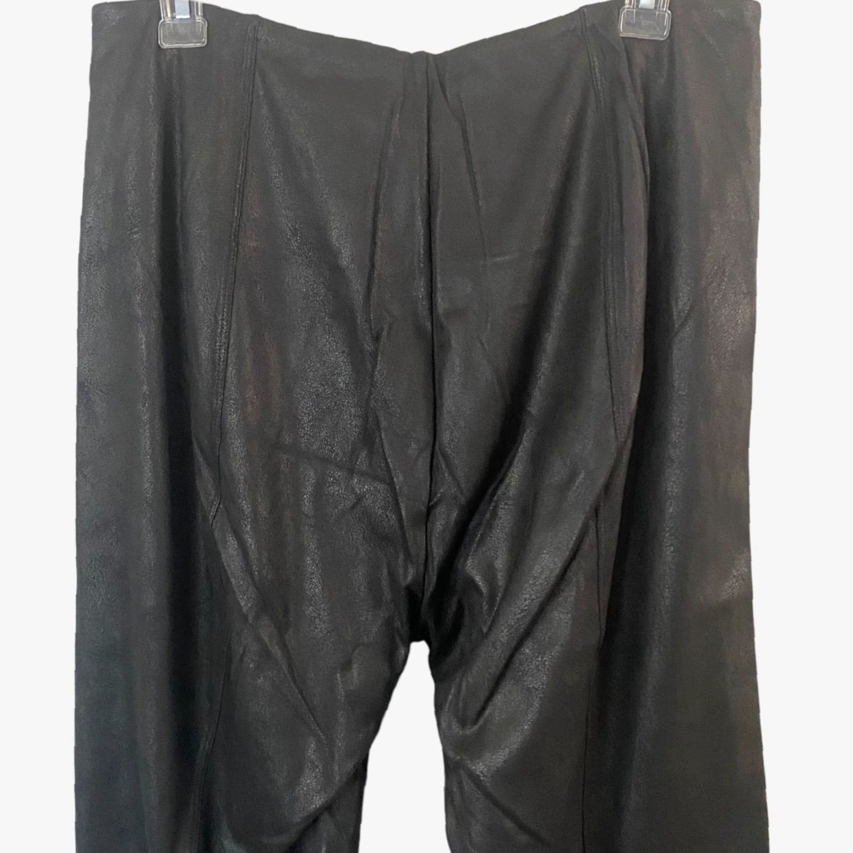 Vintage LYSSE Vegan Buffed Faux Suede Leggings Women's XL Black High-Waisted Stretch New Size 40" / US 18 - 5 Thumbnail