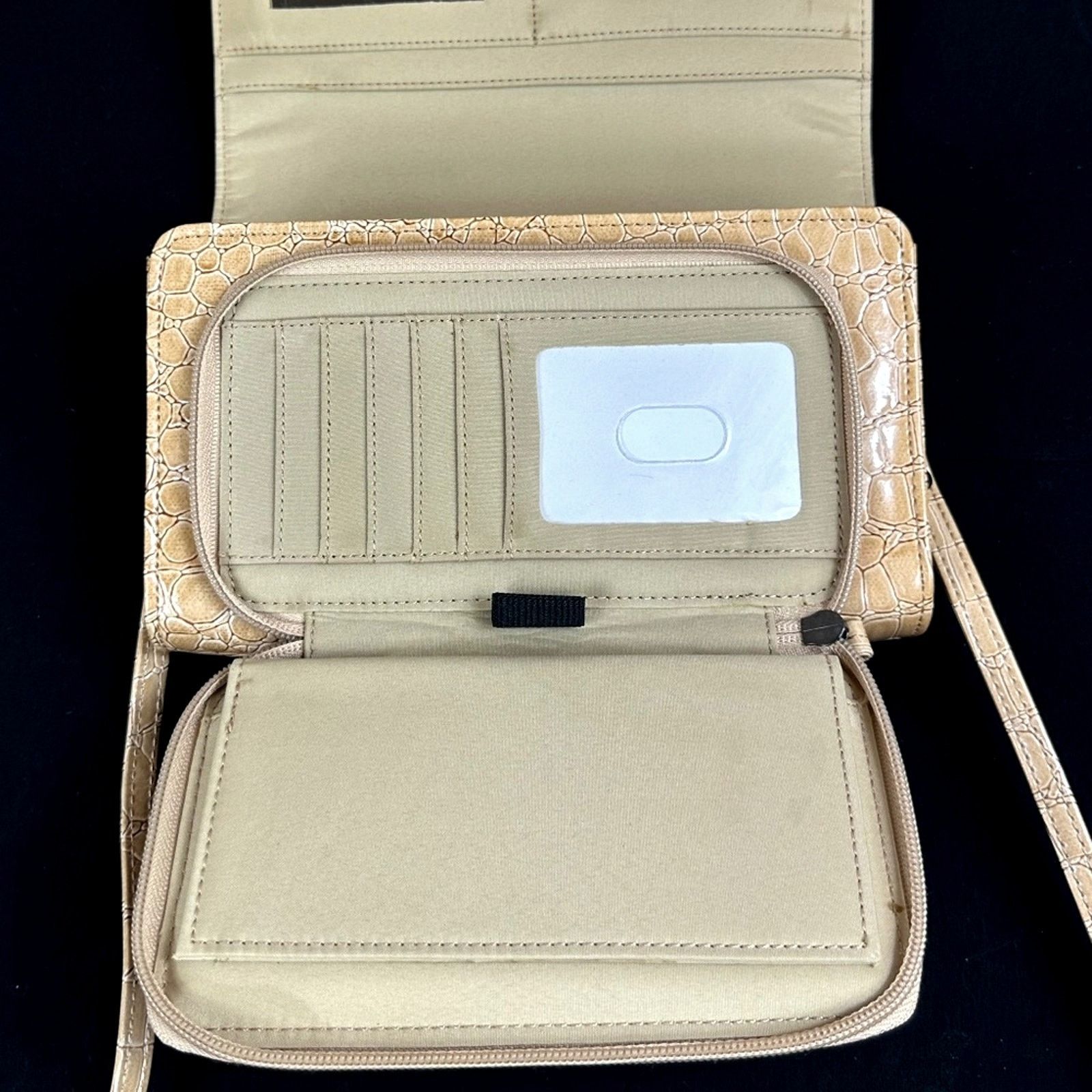 Other Buxton Faux Croc Clutch Purse Strap Checkbook Cover -Tan Size ONE SIZE - 6 Thumbnail