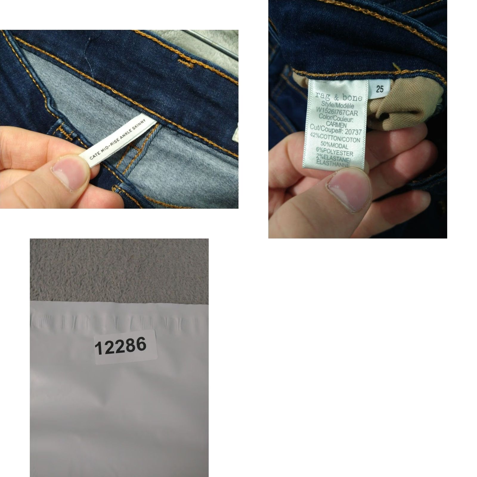 Rag & Bone Rag and Bone Jeans Womens 25 Blue Denim Mid Rise Ankle Skinny Stretch Dark Pocket 5-Pocket Womens Jeans 26.5 Inseam Size 42" / US 20 - 8 Thumbnail
