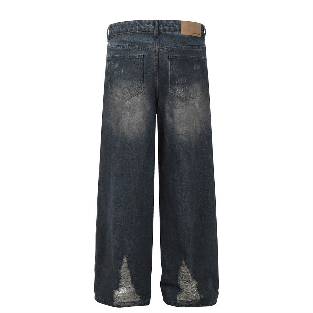Japanese Brand × Jean Men's street trend washed distressed ripped patch jeans Size US 34 / EU 50 - 3 Thumbnail
