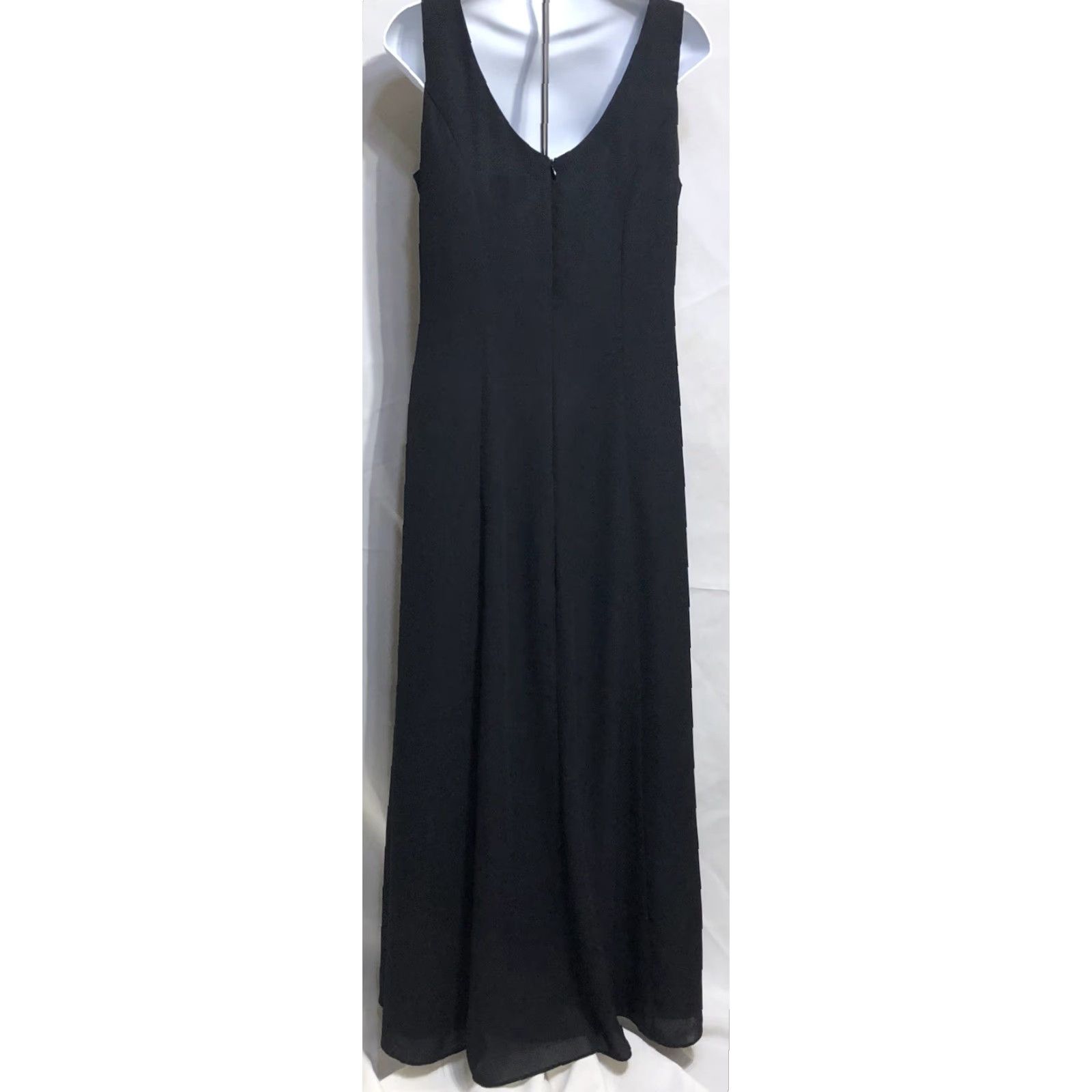 Vintage VINTAGE Onyx Nite Maxi Dress Sleeveless A-Line 10 Black Scoop Neck Formal Prom Size L / US 10 / IT 46 - 4 Thumbnail