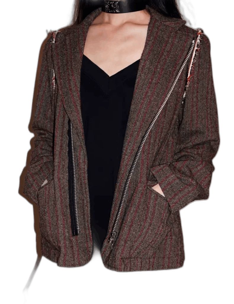 Comme des Garcons Vintage CDG Brown Herringbone Blazer - dmc Size M / US 6-8 / IT 42-44 - 1 Thumbnail
