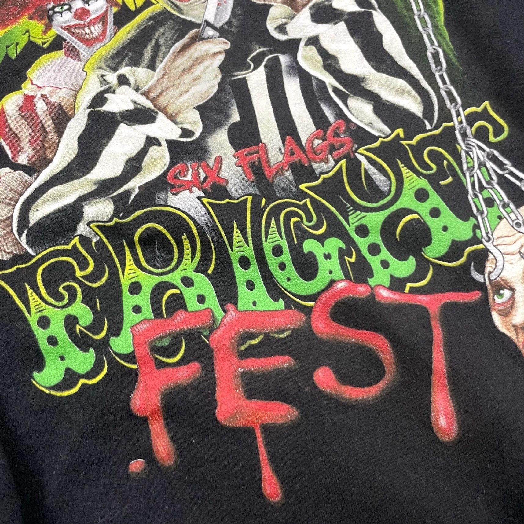 Vintage Six Flags Hoodie Adult Small Black Fright Fest Clowns Halloween Haunted S Shirt? Size US S / EU 44-46 / 1 - 3 Thumbnail
