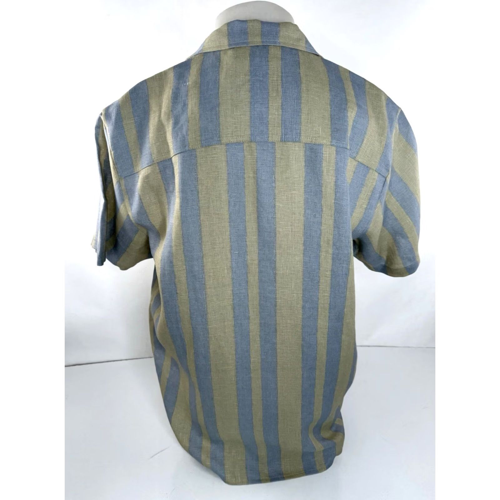 OAS OAS LINEN Mens L Striped Resort Shirt EXCELLENT Shirt Mens L Blue / Green Linen Striped Button-Up Short Sleeve 90s? Size US L / EU 52-54 / 3 - 3 Thumbnail