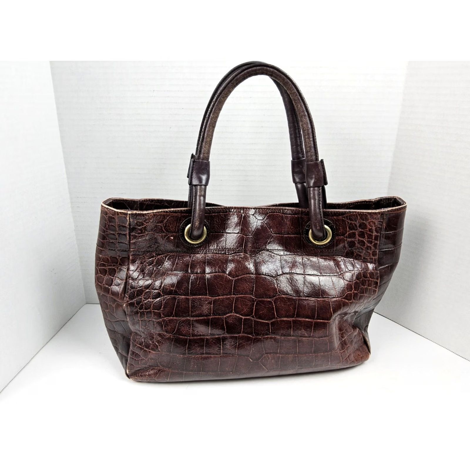 Furla Furla Crocodile Leather Tote Satchel Handbag Purse Double Handle Leather Exterior Women Size ONE SIZE - 3 Thumbnail