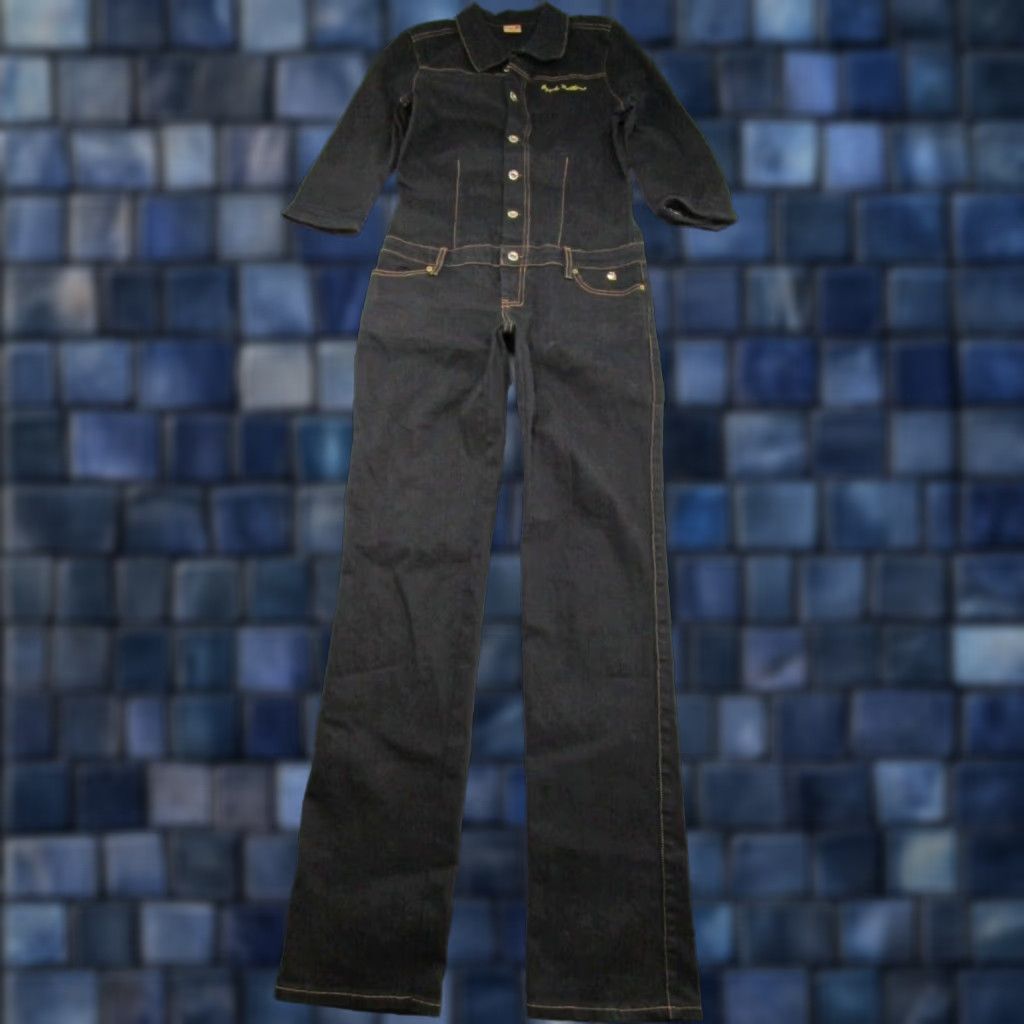 Vintage VINTAGE Apple Bottoms Jumpsuit One-Piece Denim Black Size 5/6 6 Coveralls Button Jumpsuit Women Size 28" / US 6 / IT 42 - 1 Thumbnail