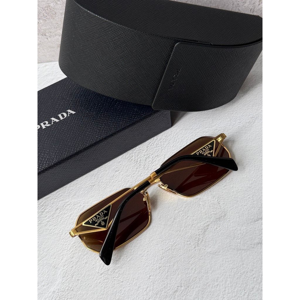 Prada NEW Prada PR A51S Sunglasses in Gold Brown $585 Size ONE SIZE - 3 Thumbnail