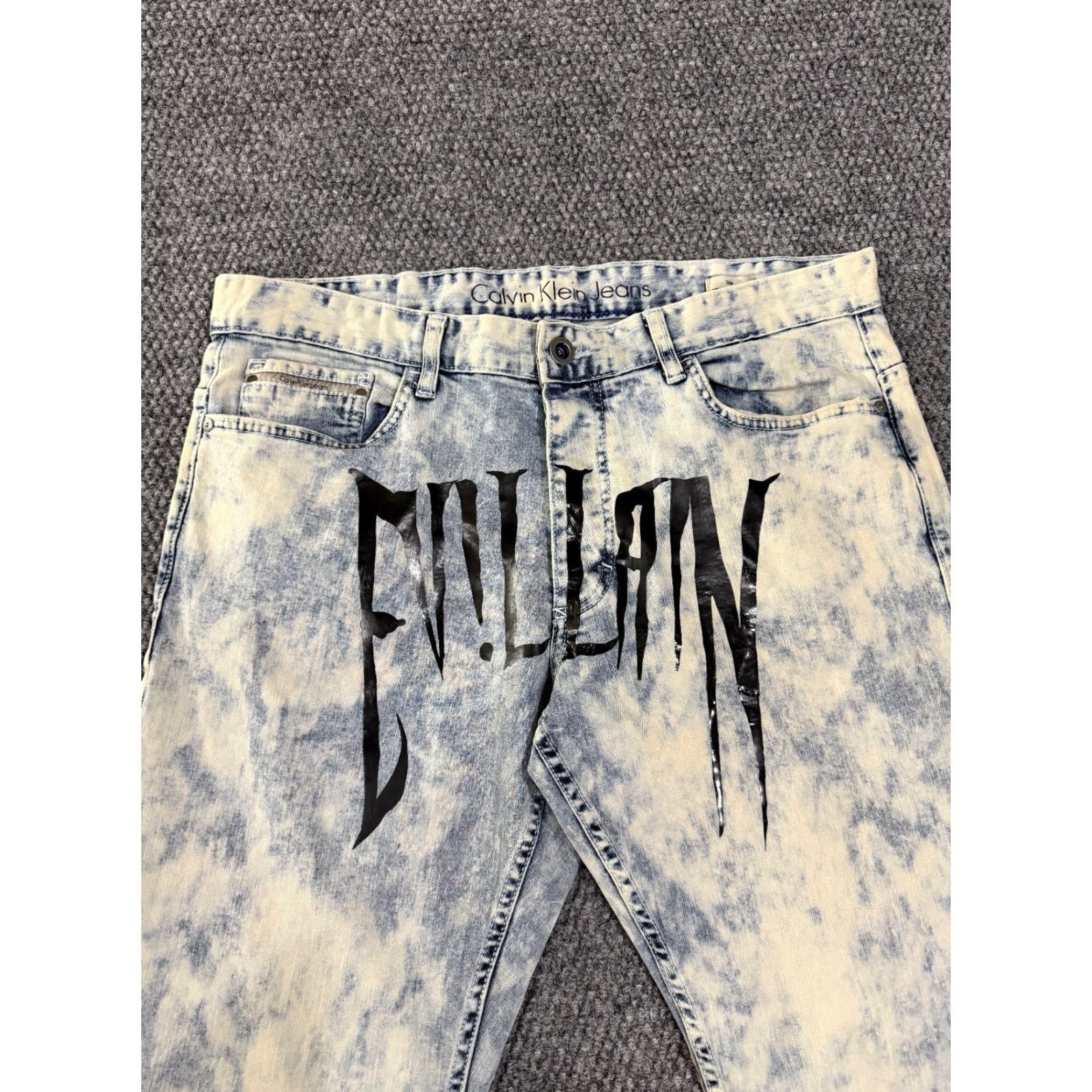 Calvin Klein Calvin Klein Jeans Jeans Mens 36x34 Blue Acid Wash Slim Graphic Denim Streetwear Vintage No Size US 36 / EU 52 - 6 Thumbnail